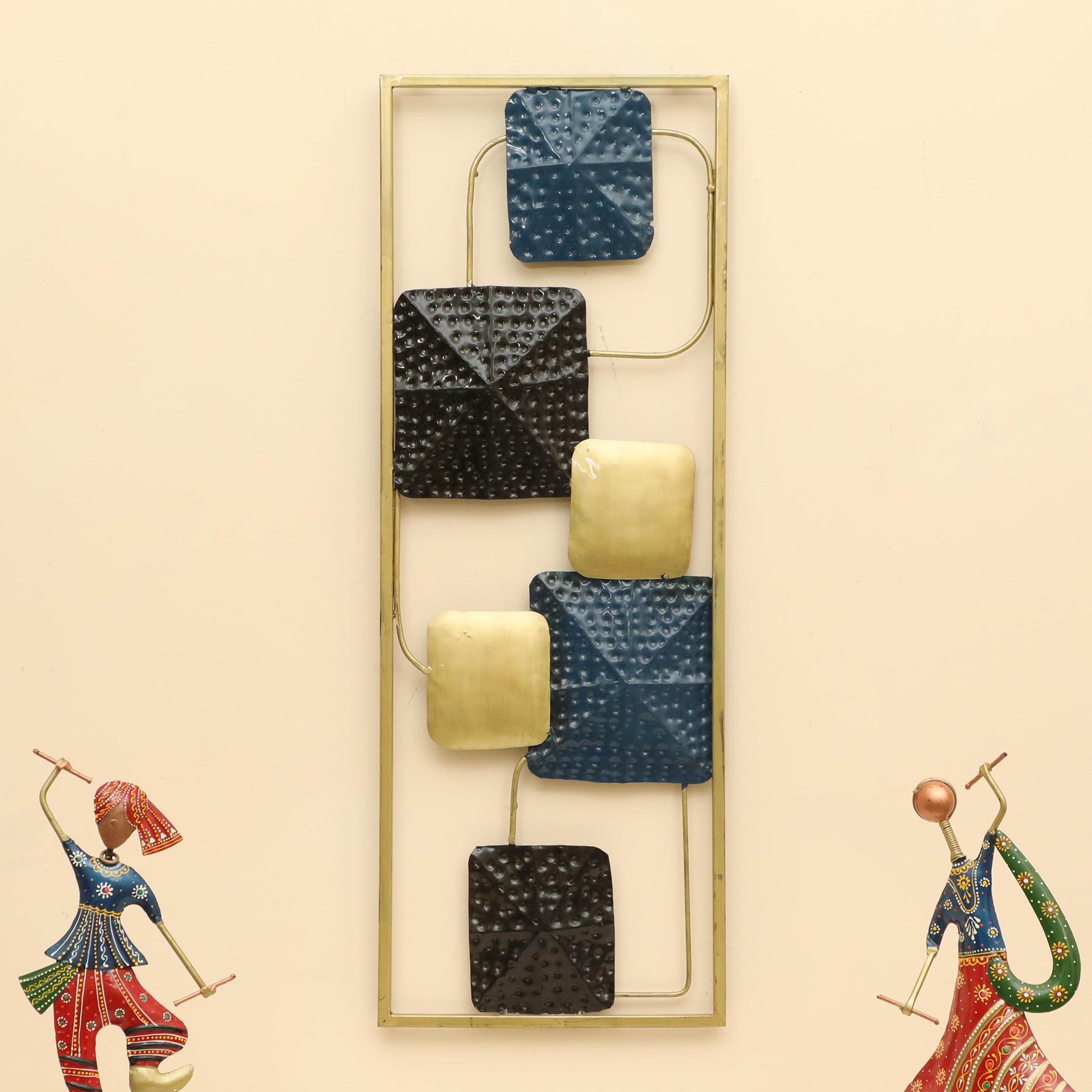 W-Marcel Abstract Metal Wall Decor in Multicolor Set of 1 - Vedas Exports