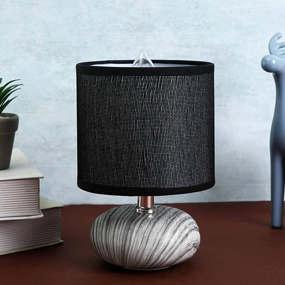 Black and White Cylindrical Table Lamp