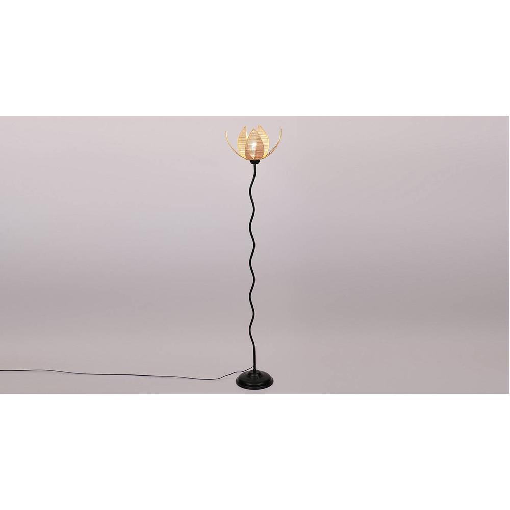 Thessaly Black Bamboo Shade Floor Lamp