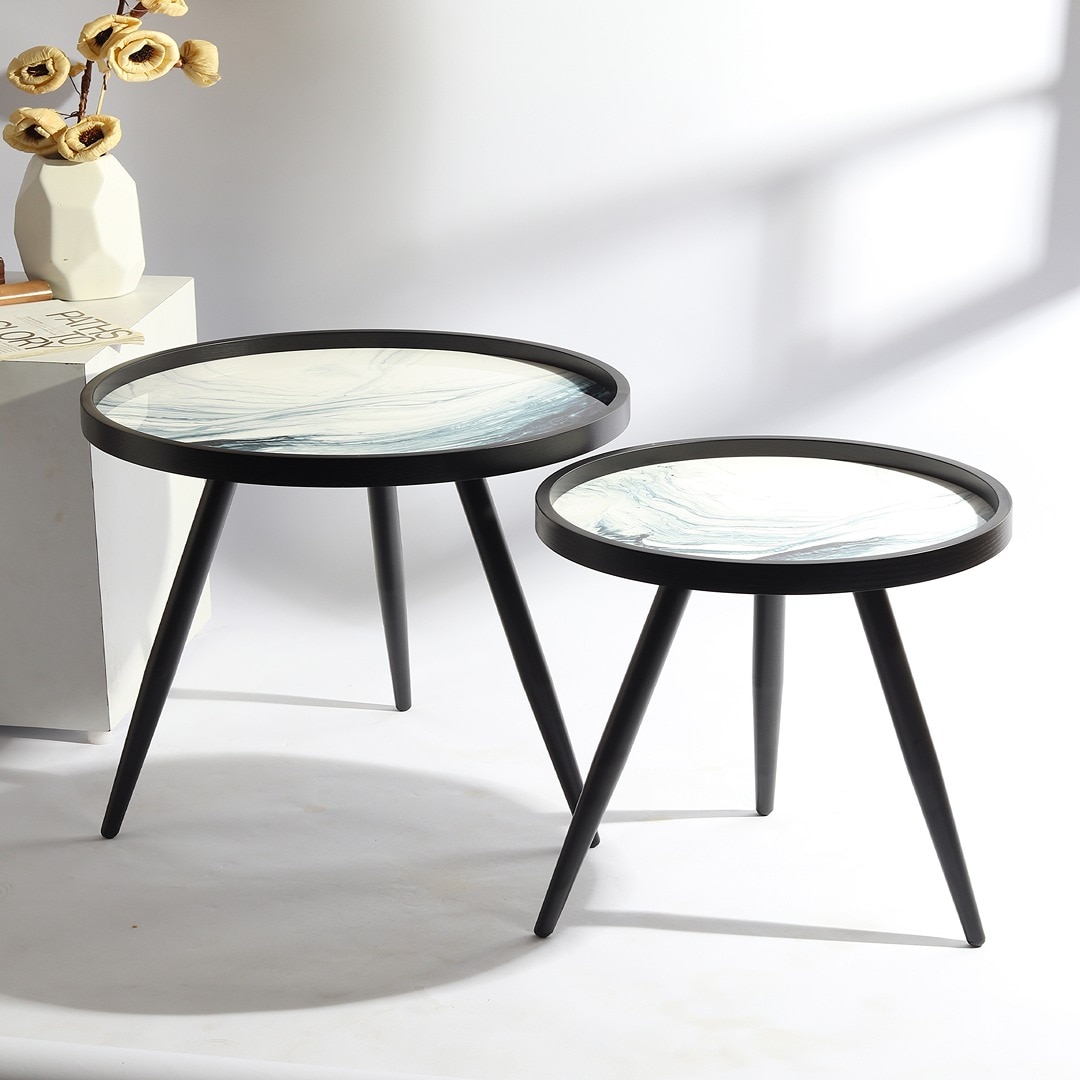Oceara Table Set of 2 by De Maison Decor in Classical Design in Ocean Finish - De Maison Decor