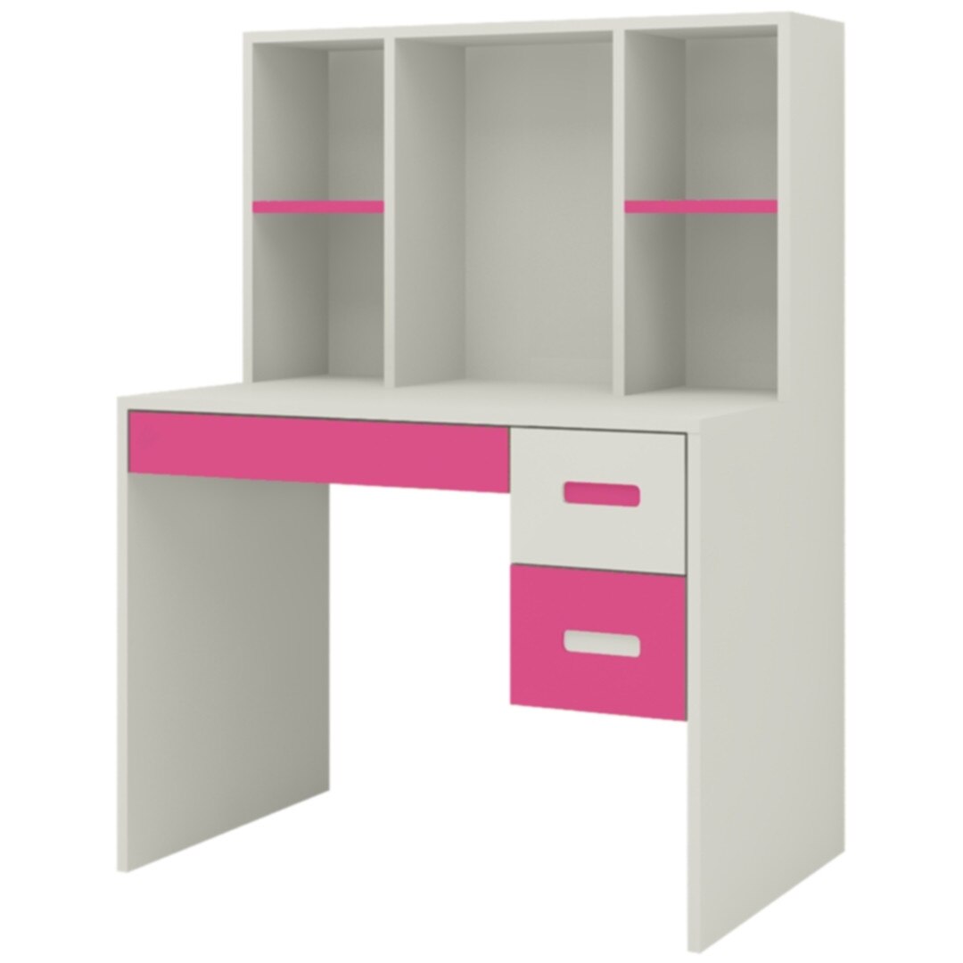 Tiara Kids Study Desk with 3 Drawers and Built In Bookshelf in Barbie Pink Colour