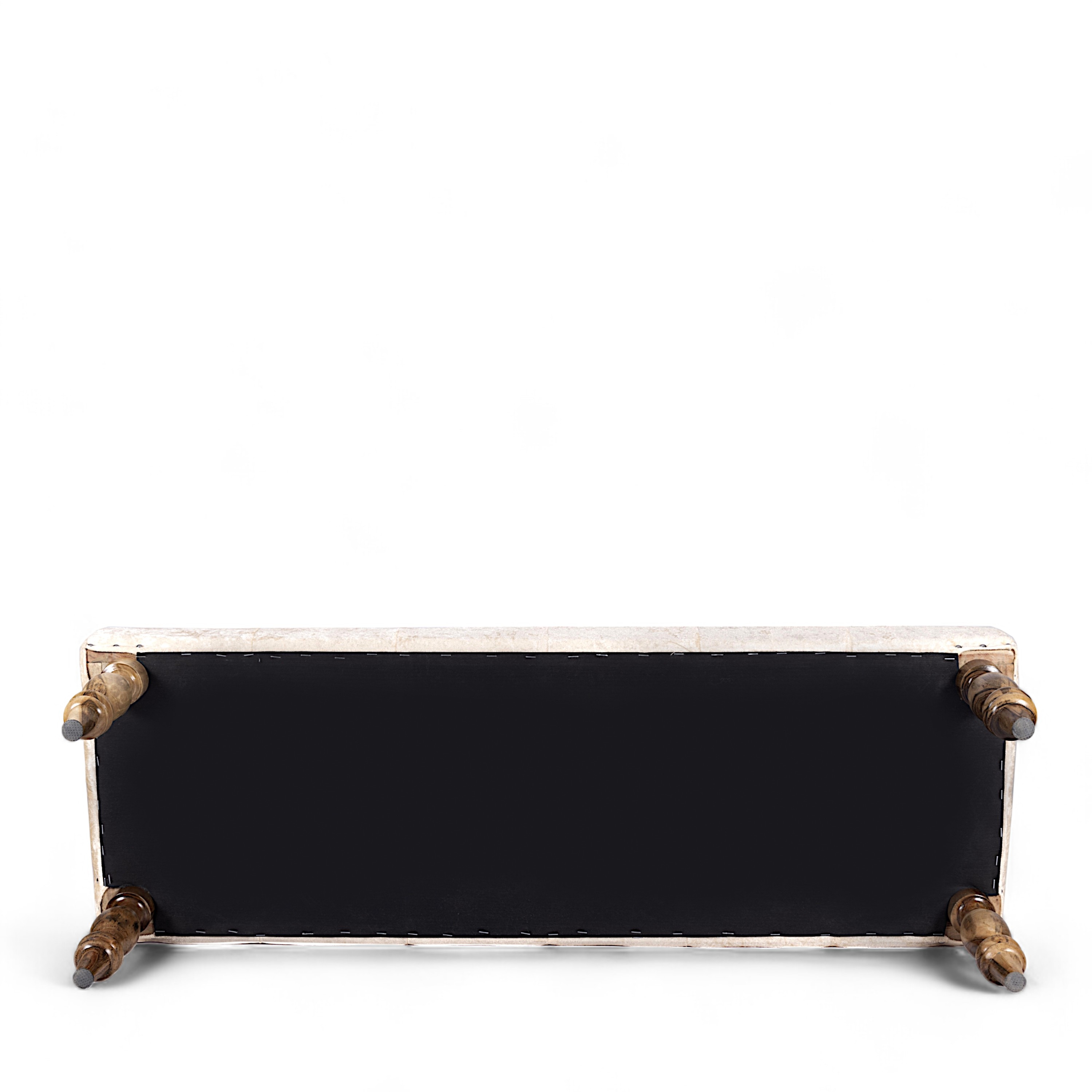 Cairo Soild Wood Bench In Velvet Cream Fabric
