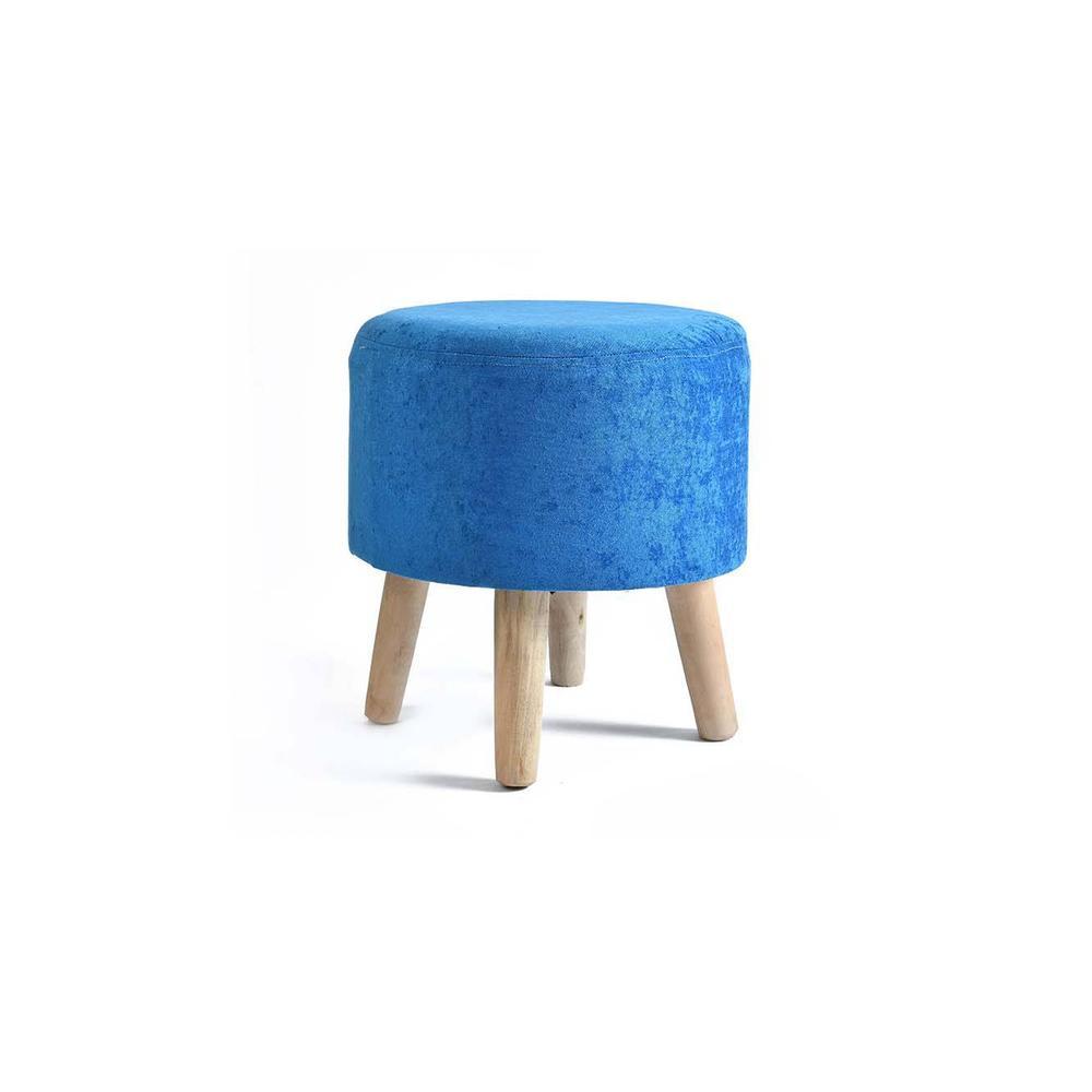 Melanie Solid Wood Stool in Blue Colour
