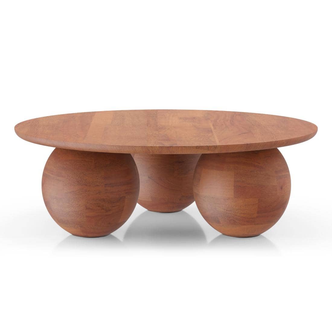 Takai Round Solid Wood Coffee Table in Red Cedar Finish