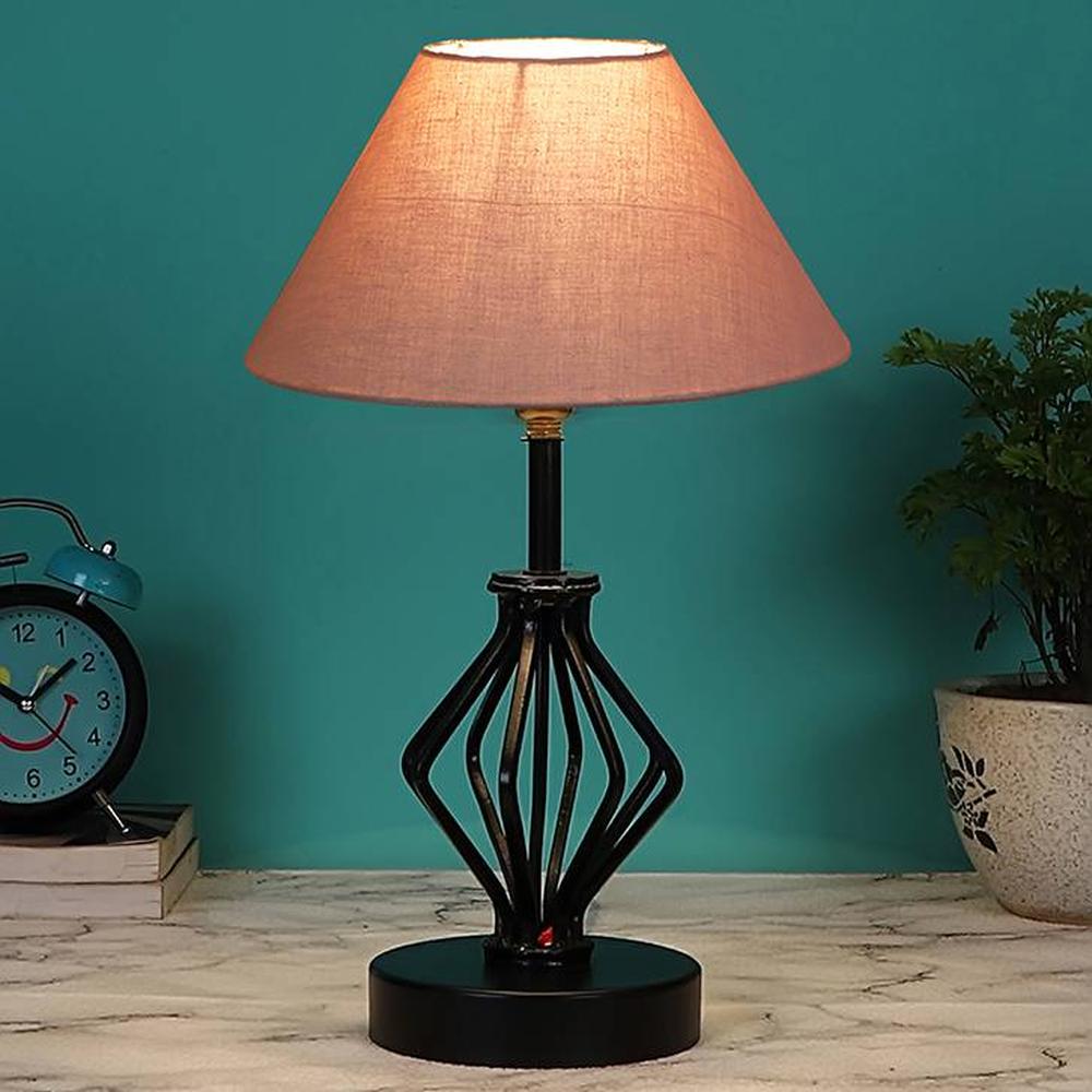 Cassidy Grey cotton Table lamp with Iron Base