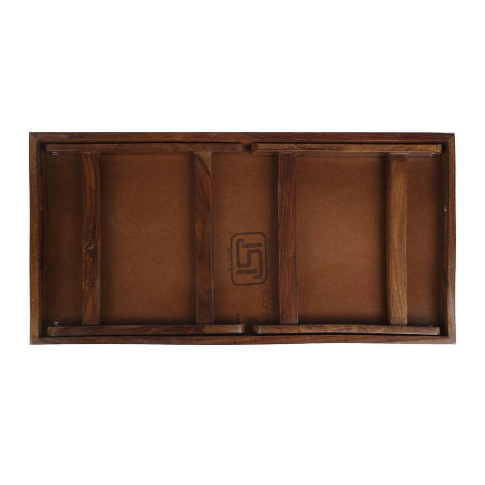 Three Amigas Solid Wood Bookshelf and Serving Tray In Multicolour