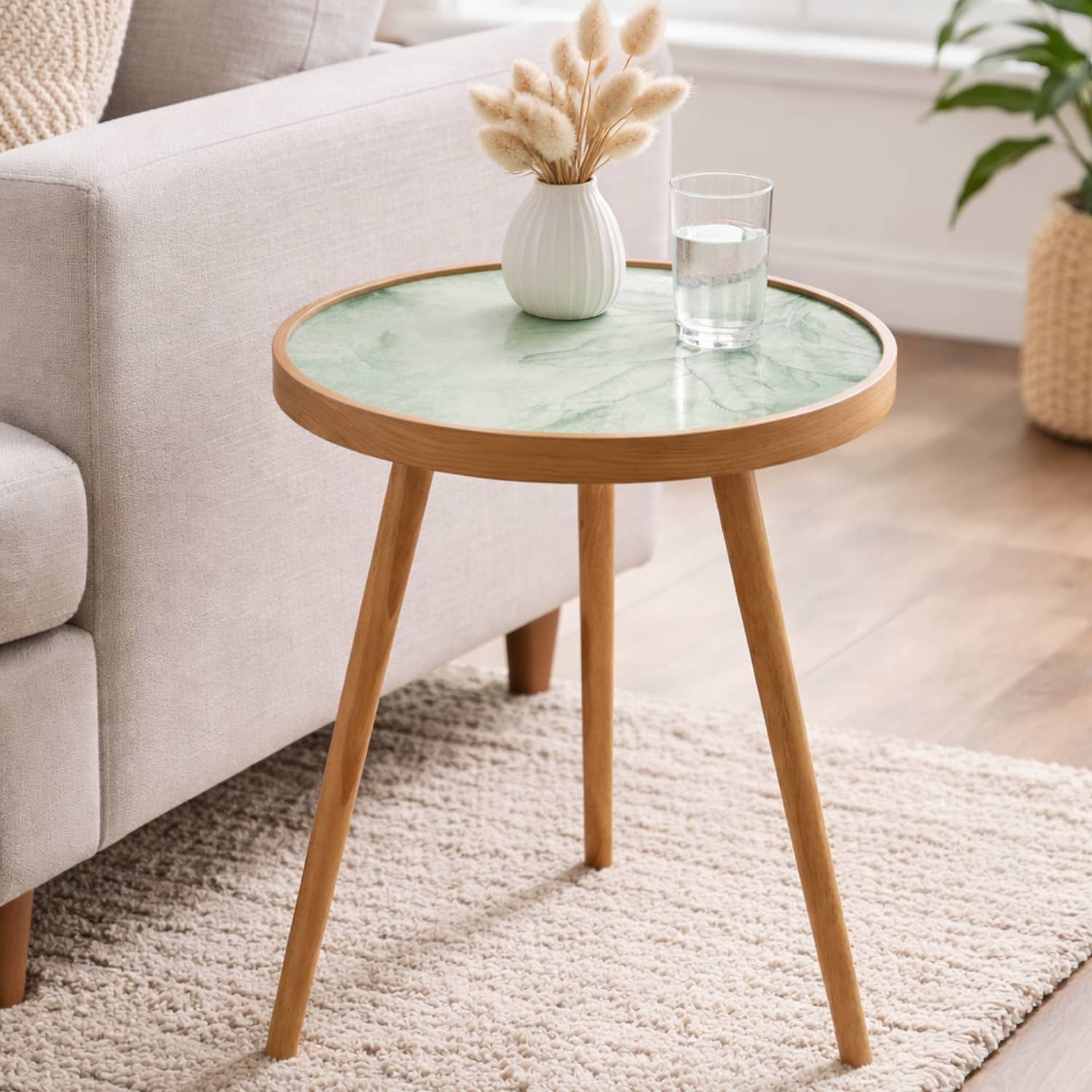 Grove Solid Wood Side Table in Forest Green Finish