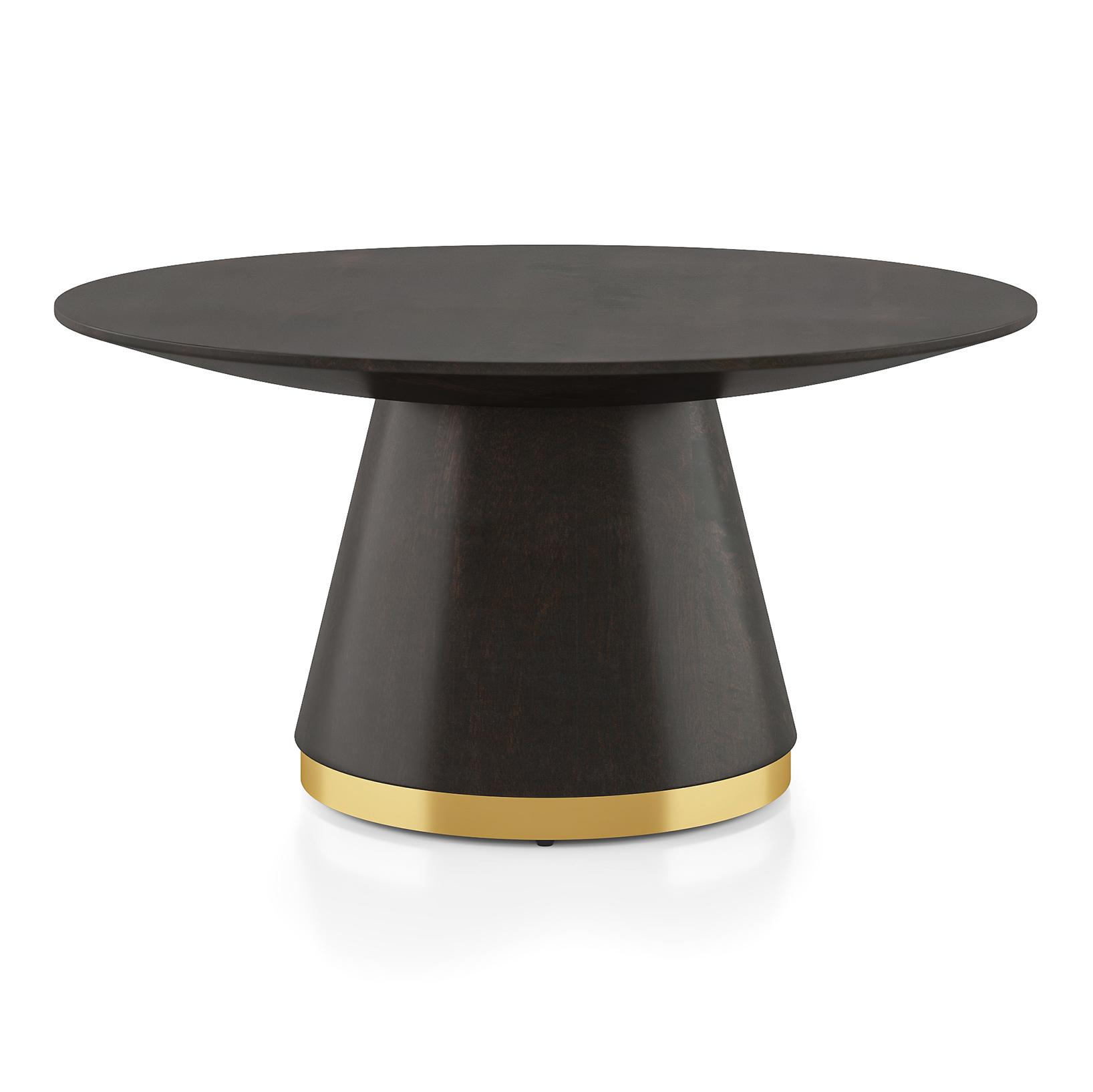 Odin Round Solid Wood Coffee Table In Mocha Walnut Finish