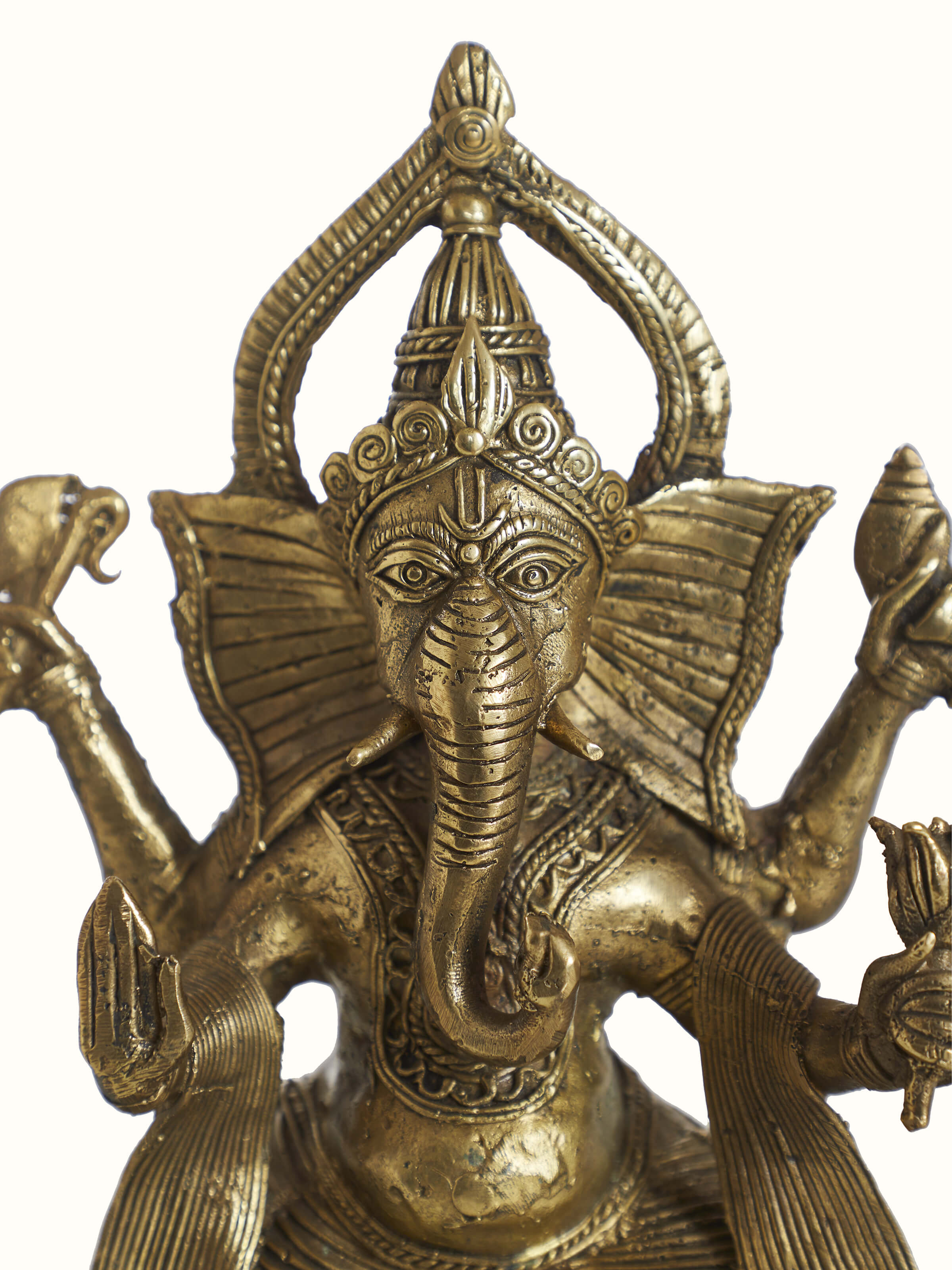 Detail shot of Dhokra Brass Ganesha Idol