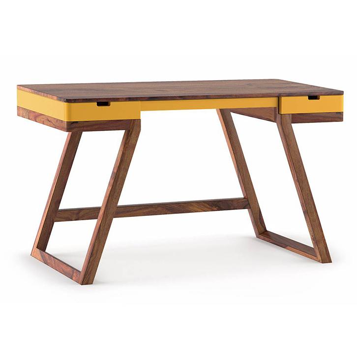 Truman Solid Wood Study Table in Teak Finish Colour Passion Flower