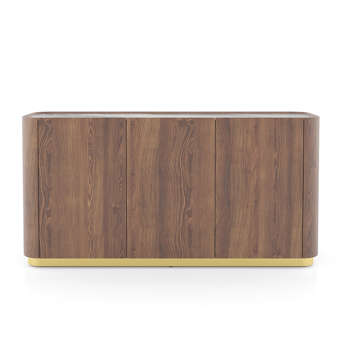 Dorian Engineered Wood Sideboard With Ceramic Top In Walnut High Gloss Finish
