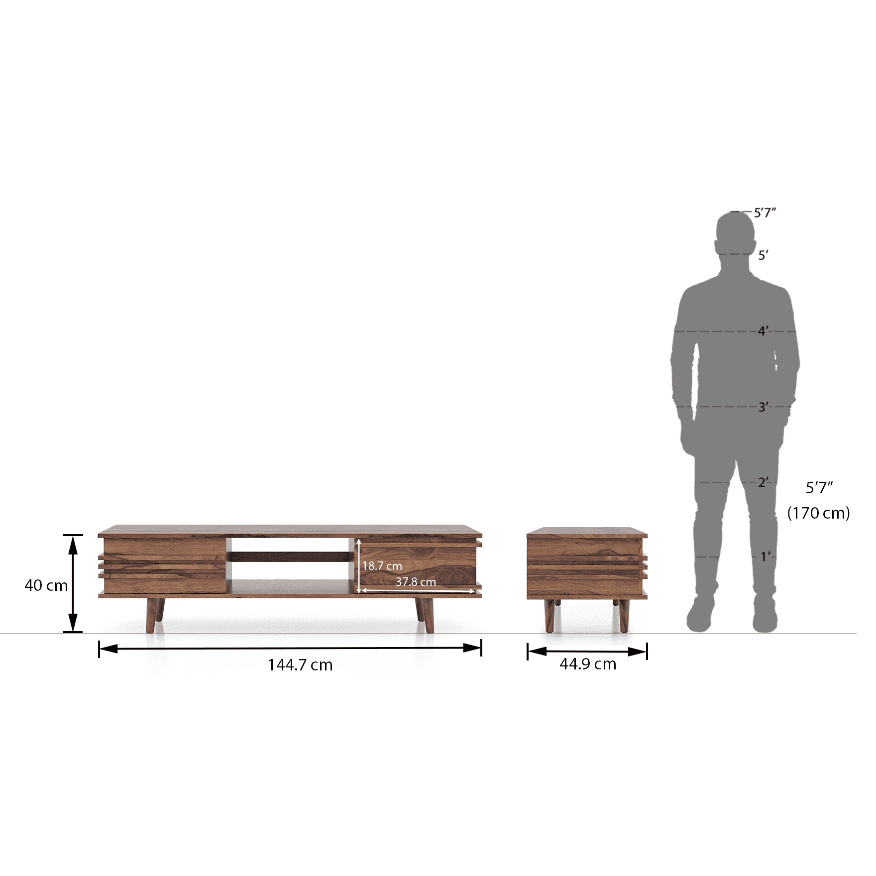 Parker Solid Wood Free Standing TV Unit in Teak Finish