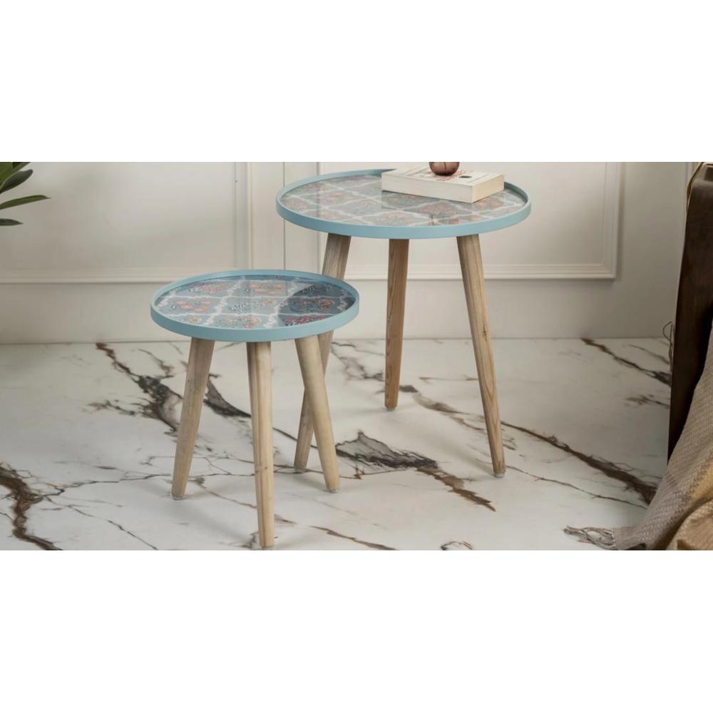 Phool Round Nesting Tables with Wooden Legs, Side Tables, Wooden Tables, Living Room Decor by A Tiny Mistake