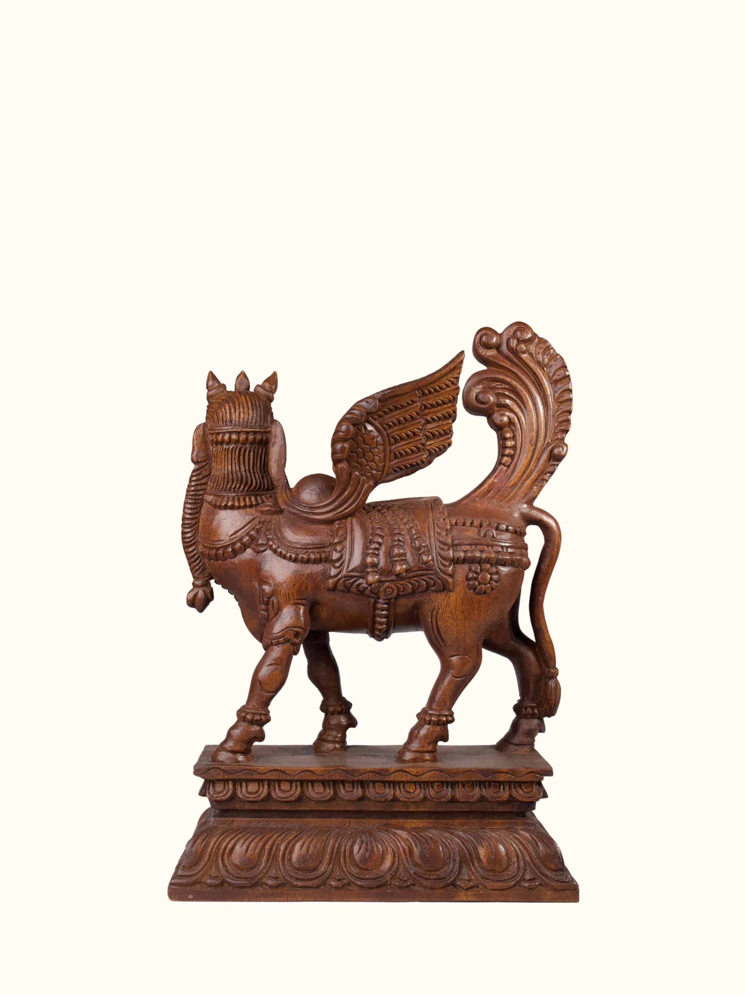 Wood Carved Kamadhenu Idol