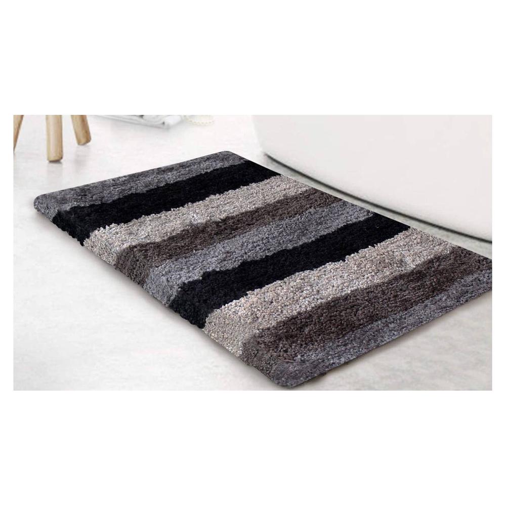 Evangeline Grey Solid Natural Fiber 24x16 inches Anti-Skid Bath Mat