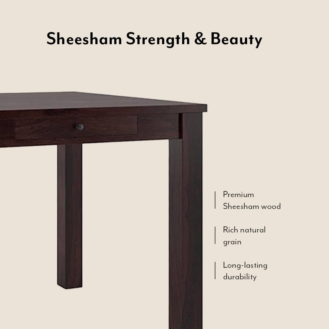 Arabia-Fabio 4 Seater Dining Table With Set Of 4 Chairs Colour-Matty Olive Finish-Mahogany