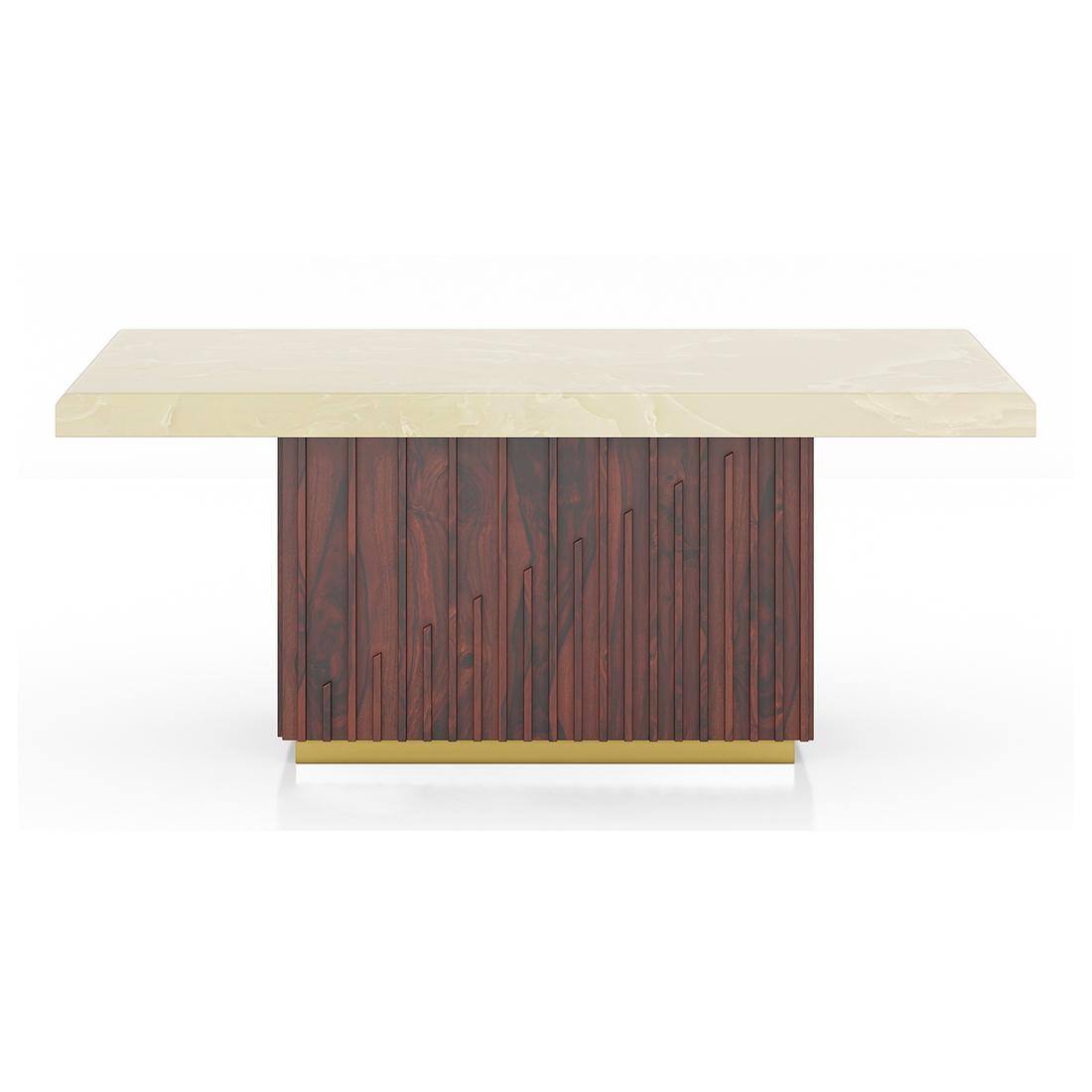 Gabriele Onyx 6 Seater Pedestal Dining Table With Set Of 6 Olivia Dining Chairs