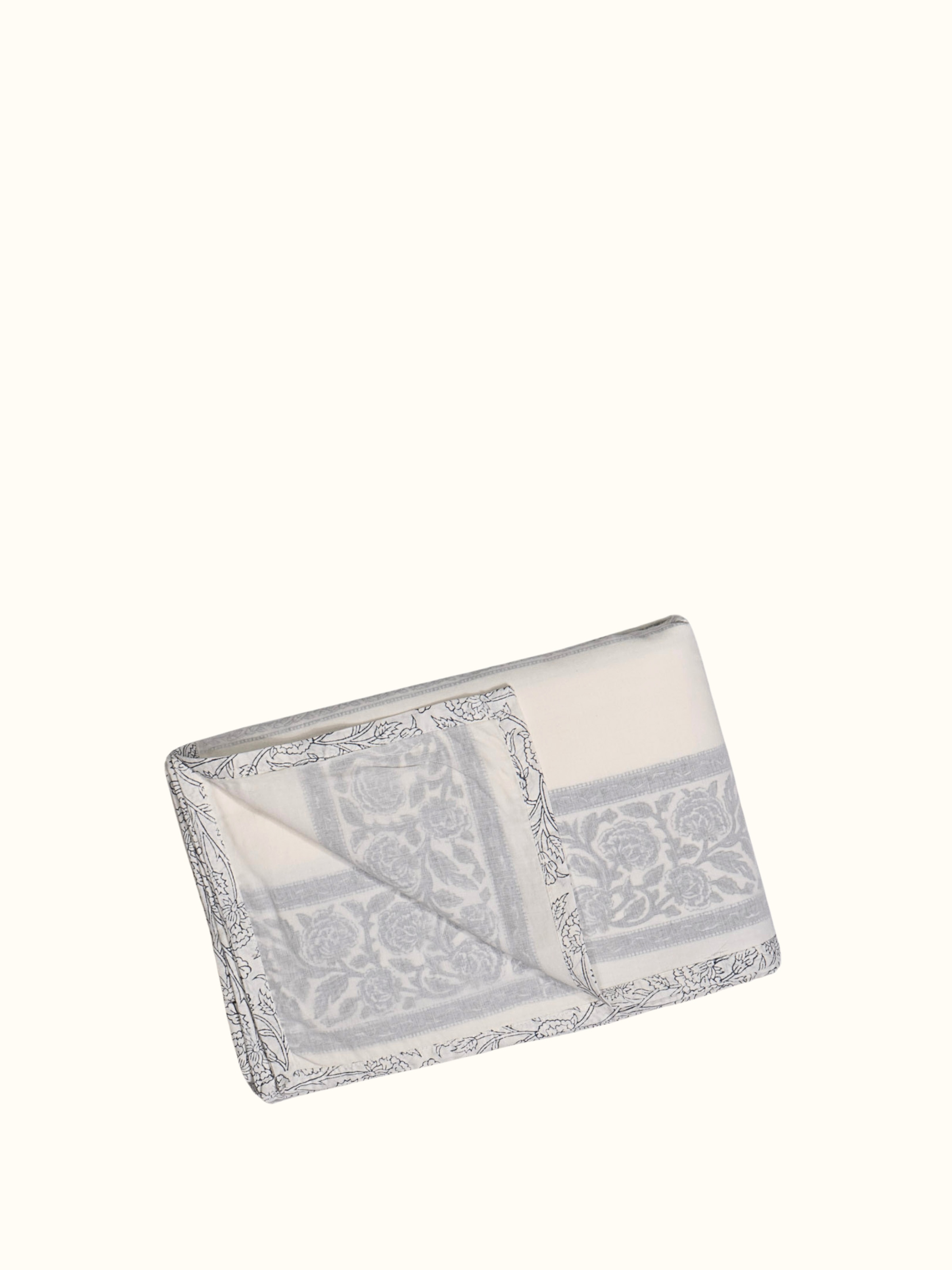 Sanjhi Grey Jaal Cotton Sanganeri Hand Block Print Single-size Dohar