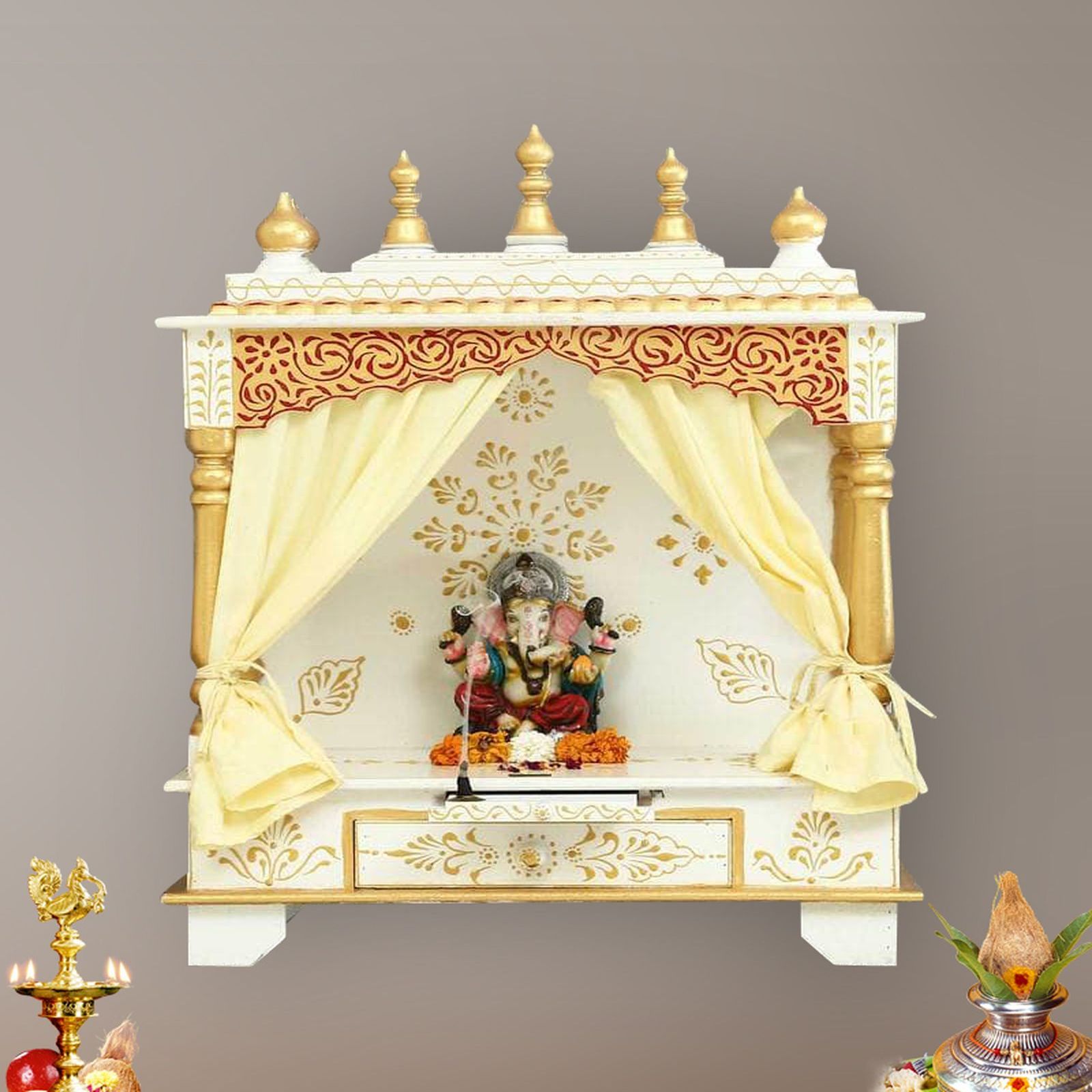 D'Dass Sheesham and Mdf Wooden Home Temple For Pooja Mandir For Home