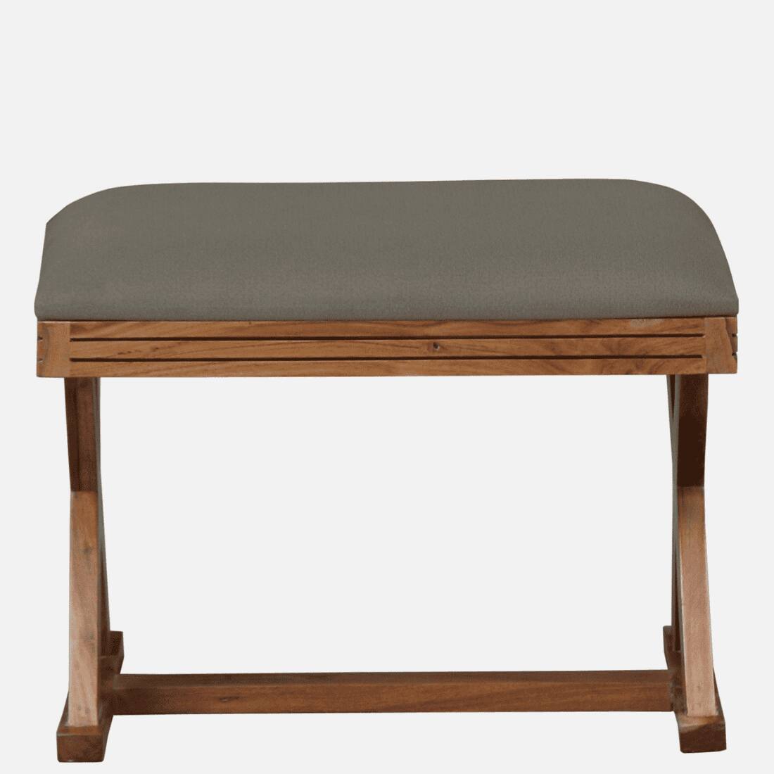 Calveshire Solid Wood Ottoman in Grey Fabric
