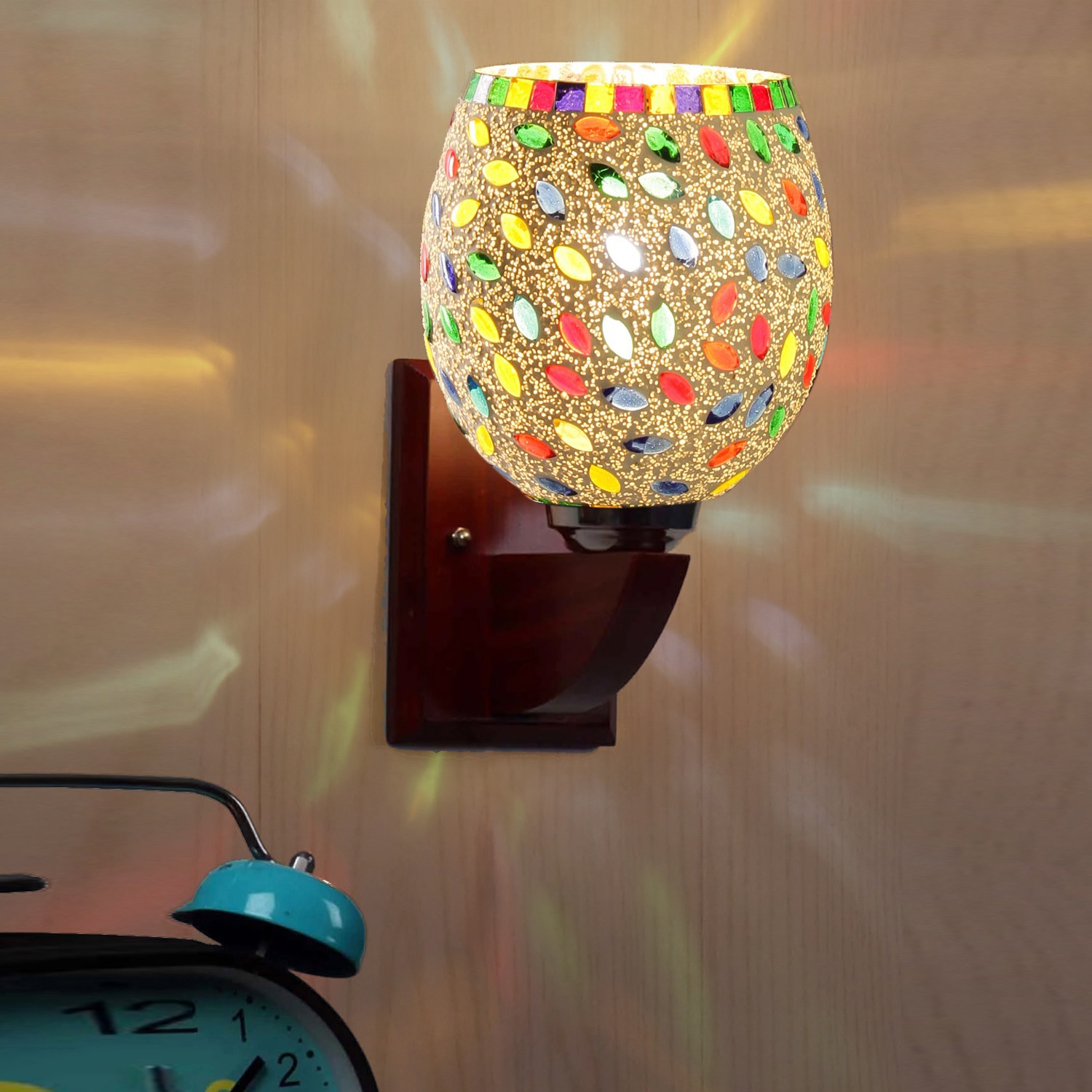 Devansh Solid Wood Electric Wall Light in Multi Colour with Multi Shade Count of 1 Light - Devansh