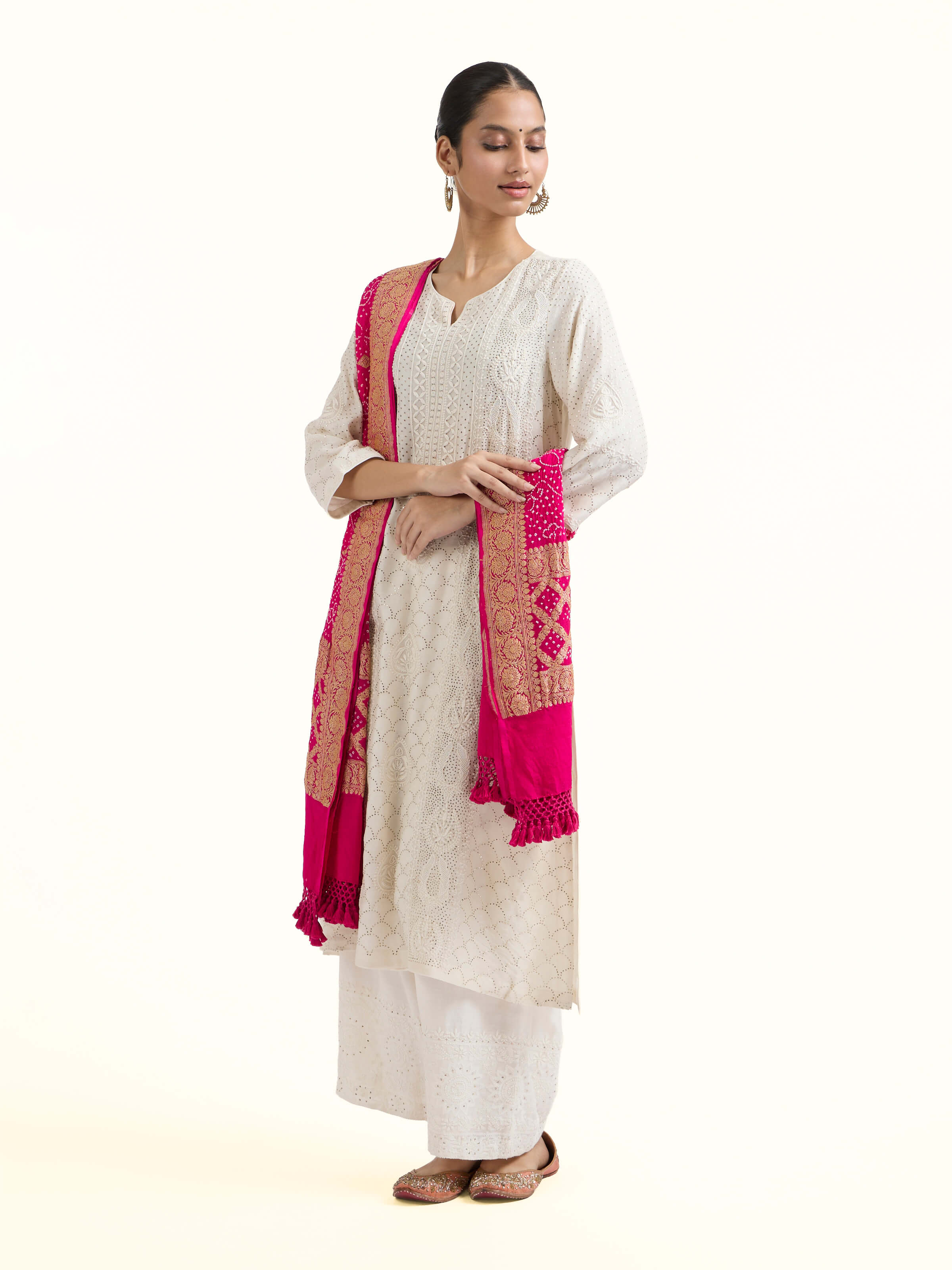 Pink Bandhani Tie & Dye Dupatta