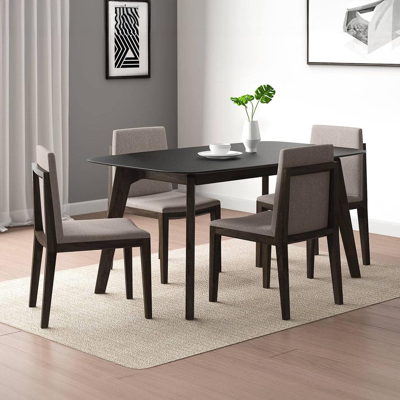 Galaxy 4 Seater Dining Table In American Walnut Finish