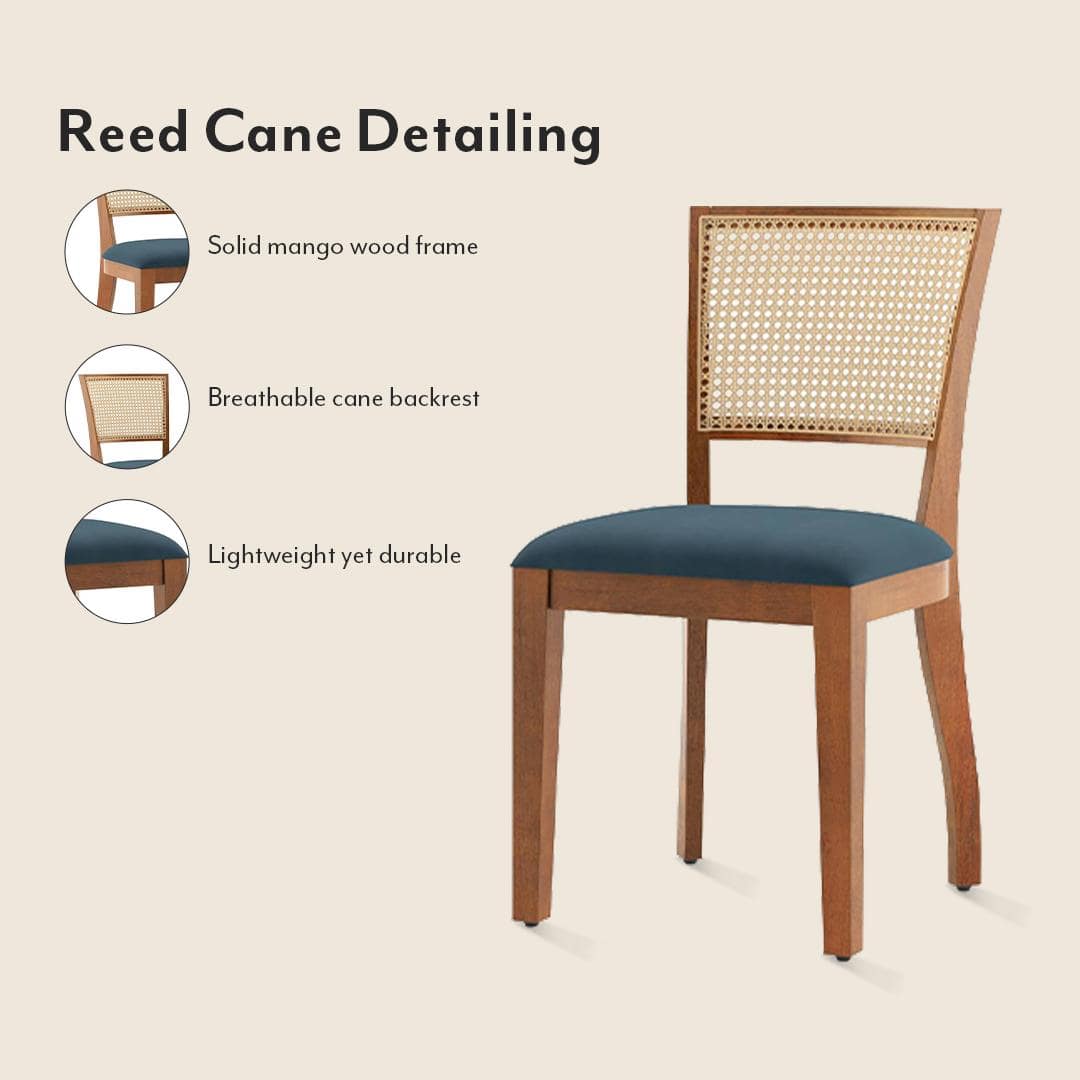 Brighton Square 4 Seater Dining Table With Reed Dining Chairs Set