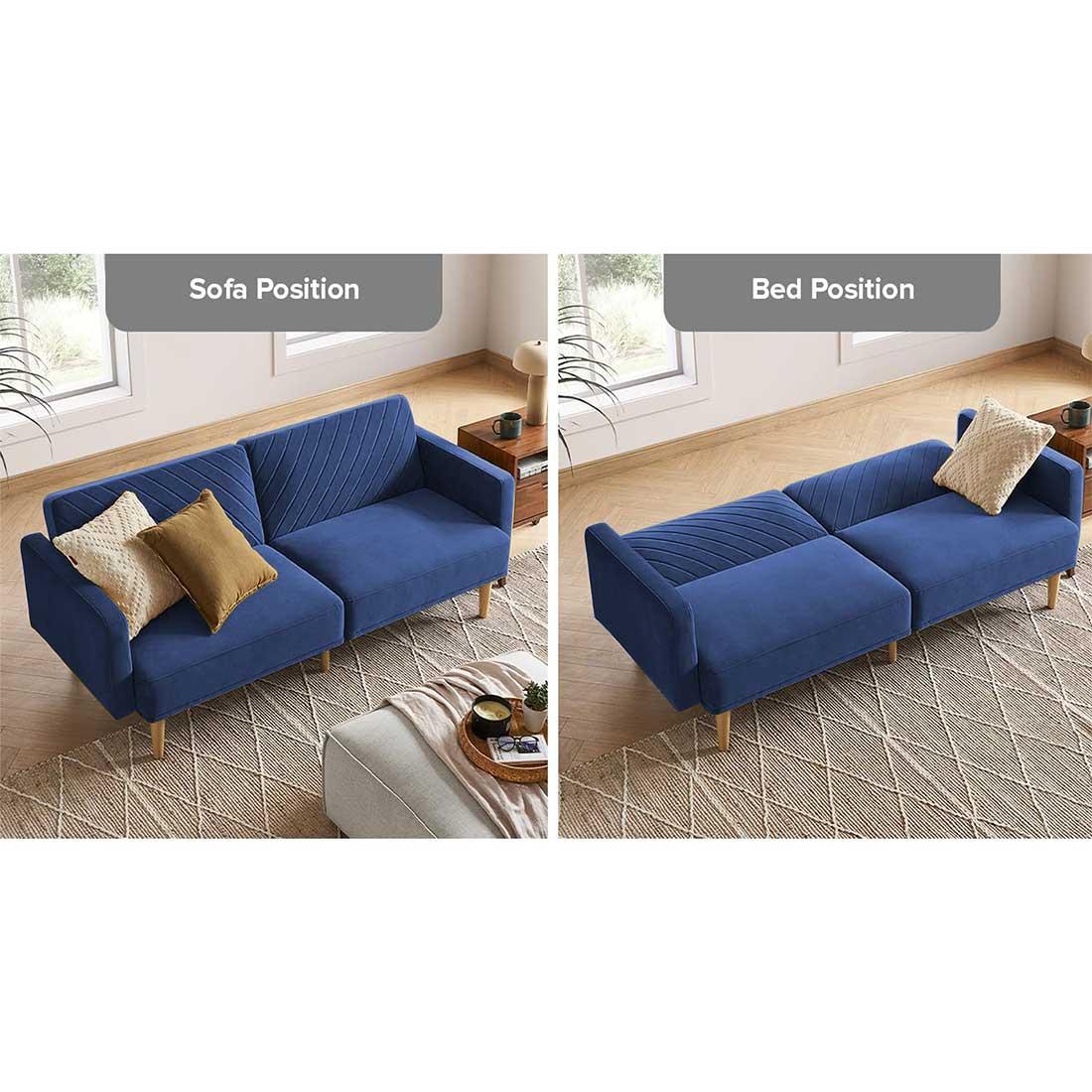 Versatile 3 Seater Sofa Cum Bed In Navy Blue Color