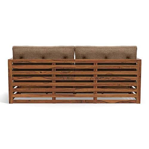 Raymond Wooden Sofa - Teak Finish (Safari Brown) (Finish : teak; Custom Set - Sofas : 0003; Standard Set - Sofas : none; Sofa Material : fabric; Sofa Size : regular; Sofa Type : regular; Colour : safari brown)
