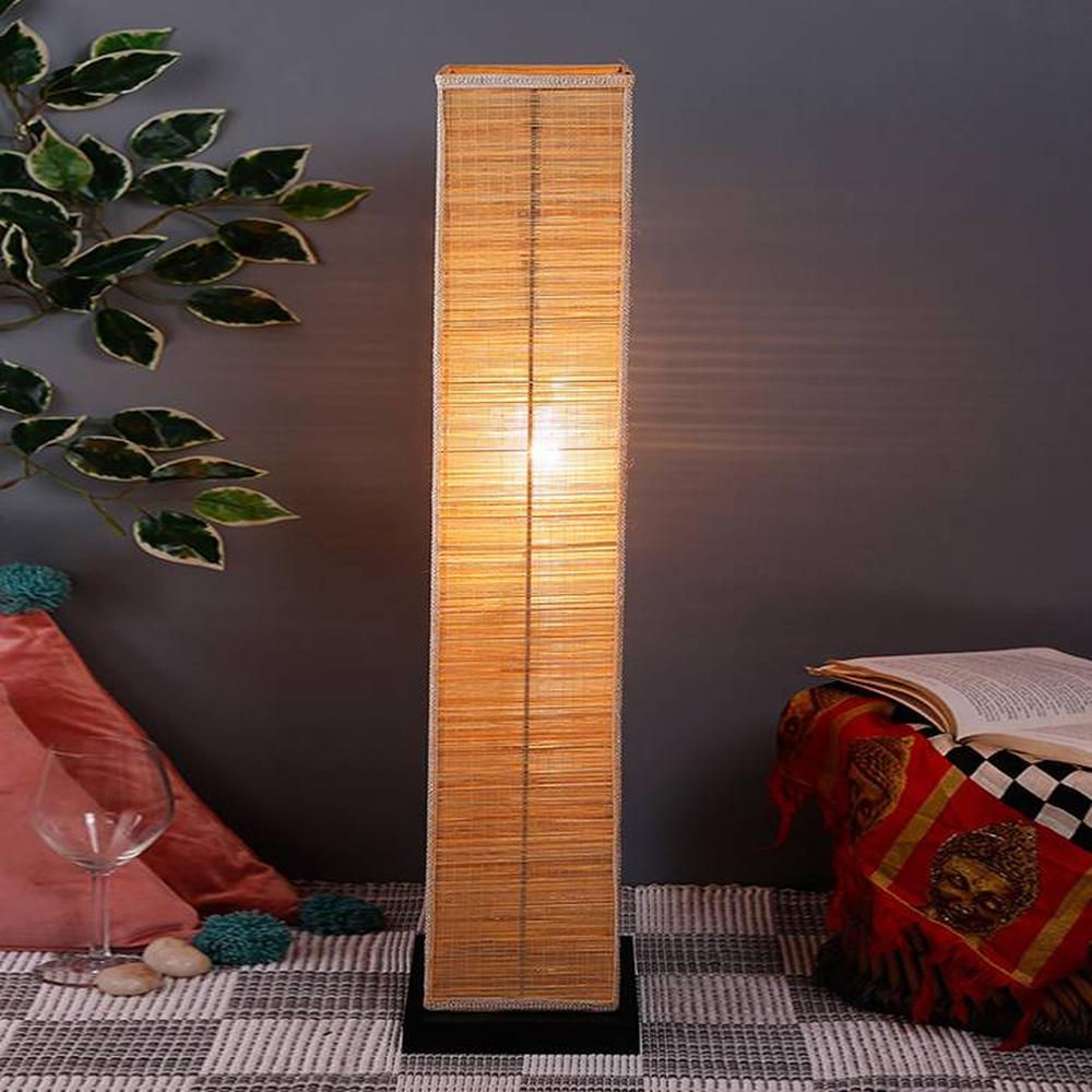 Wayne Black Bamboo Shade Floor Lamp - Devansh