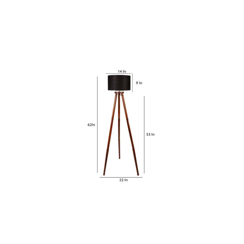 Thor Black Cotton Shade Floor Lamp