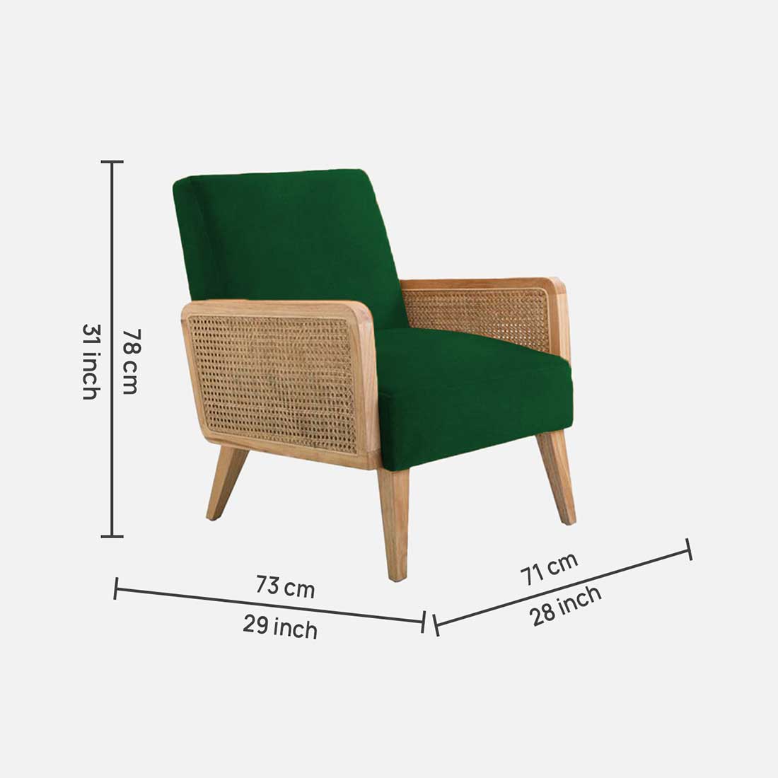 Evant Ratan Accent Chair in Green Colour