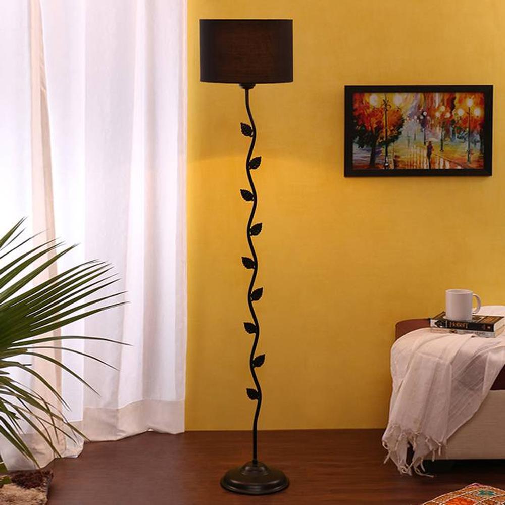 Aerilyn Black Cotton Shade Floor Lamp