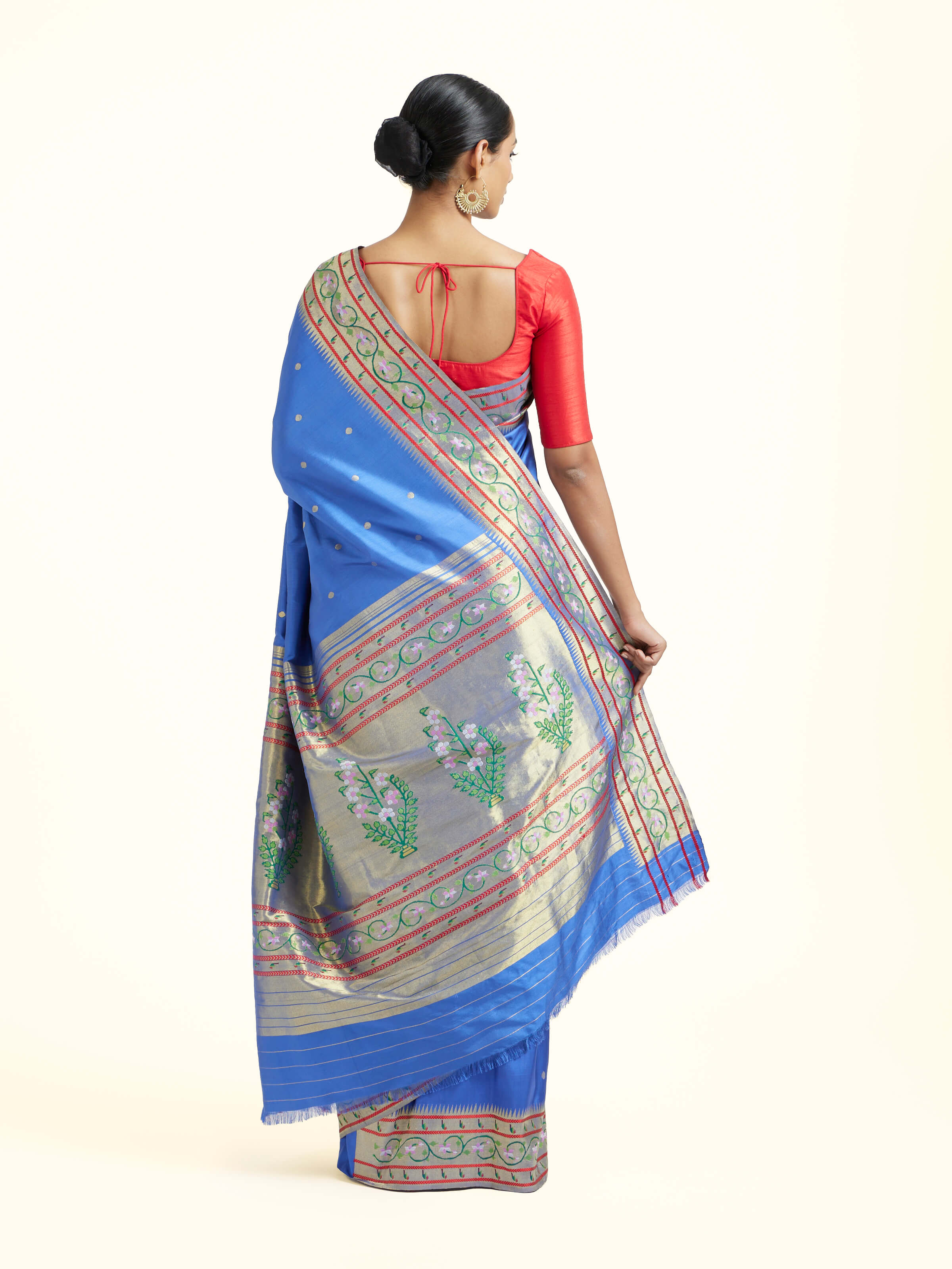 Navy Blue Silk Paithani Zari Ashavli Pallu Saree
