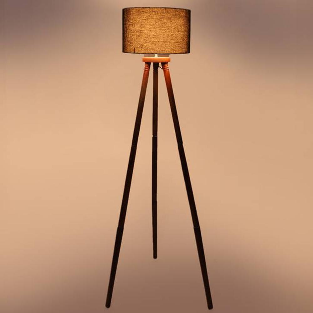 Thor Black Cotton Shade Floor Lamp