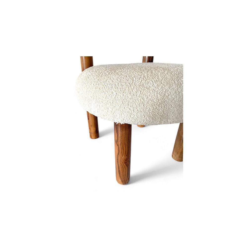 Westfield Sheesham Wood Mid Century Lounge Chair in Off White