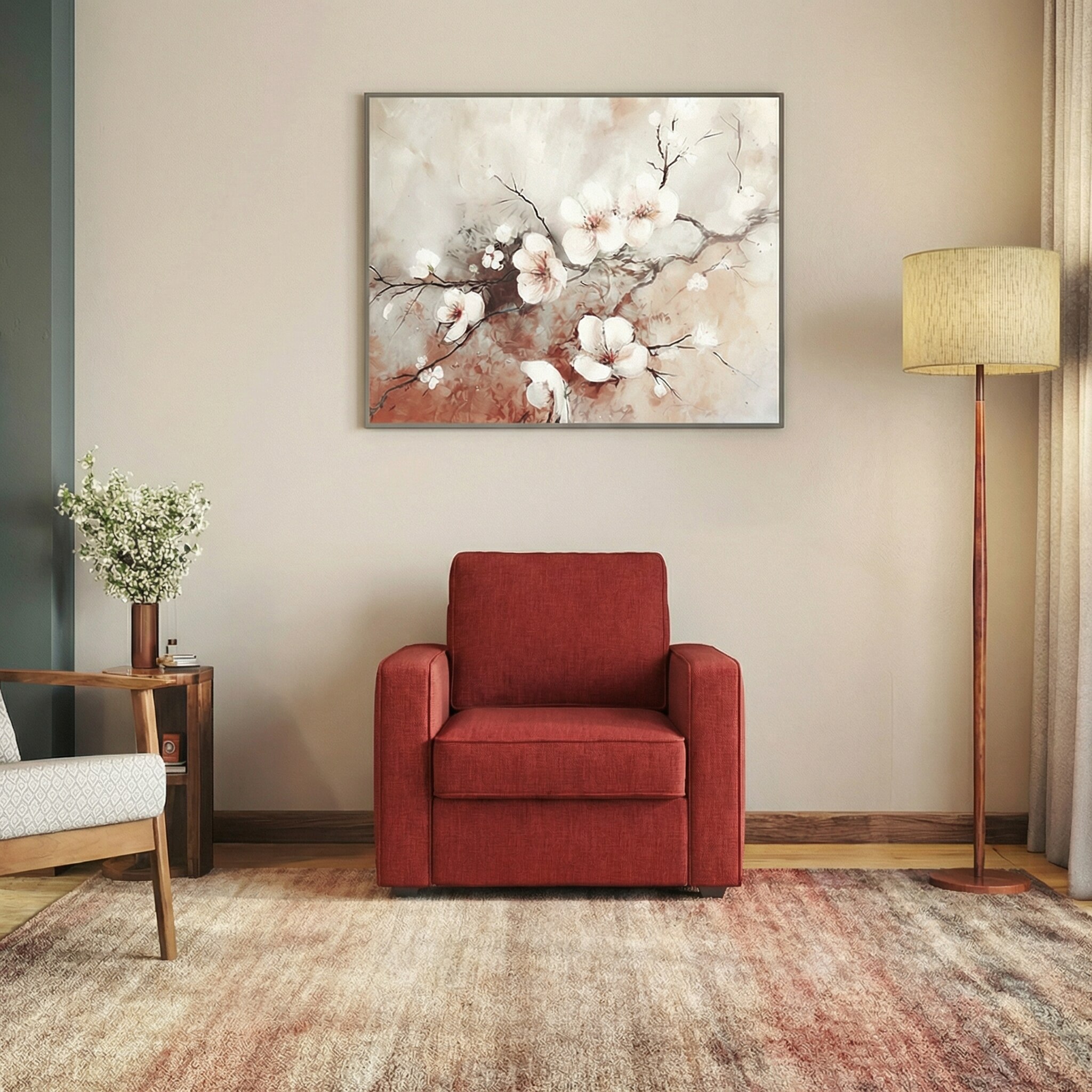 Apollo High Back 1 Seater  Fabric Sofa In Salsa Red Colour