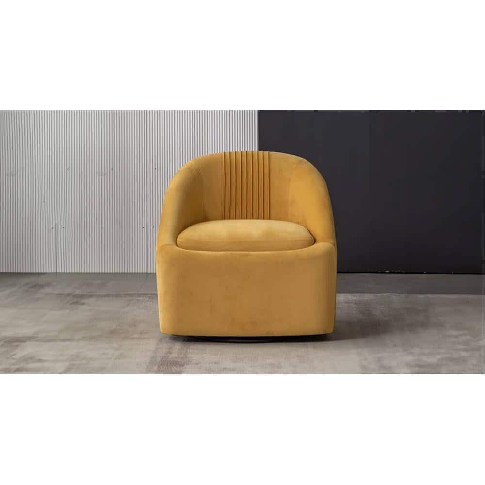 Chrishun Velvet Accent Chair in Yellow Colour