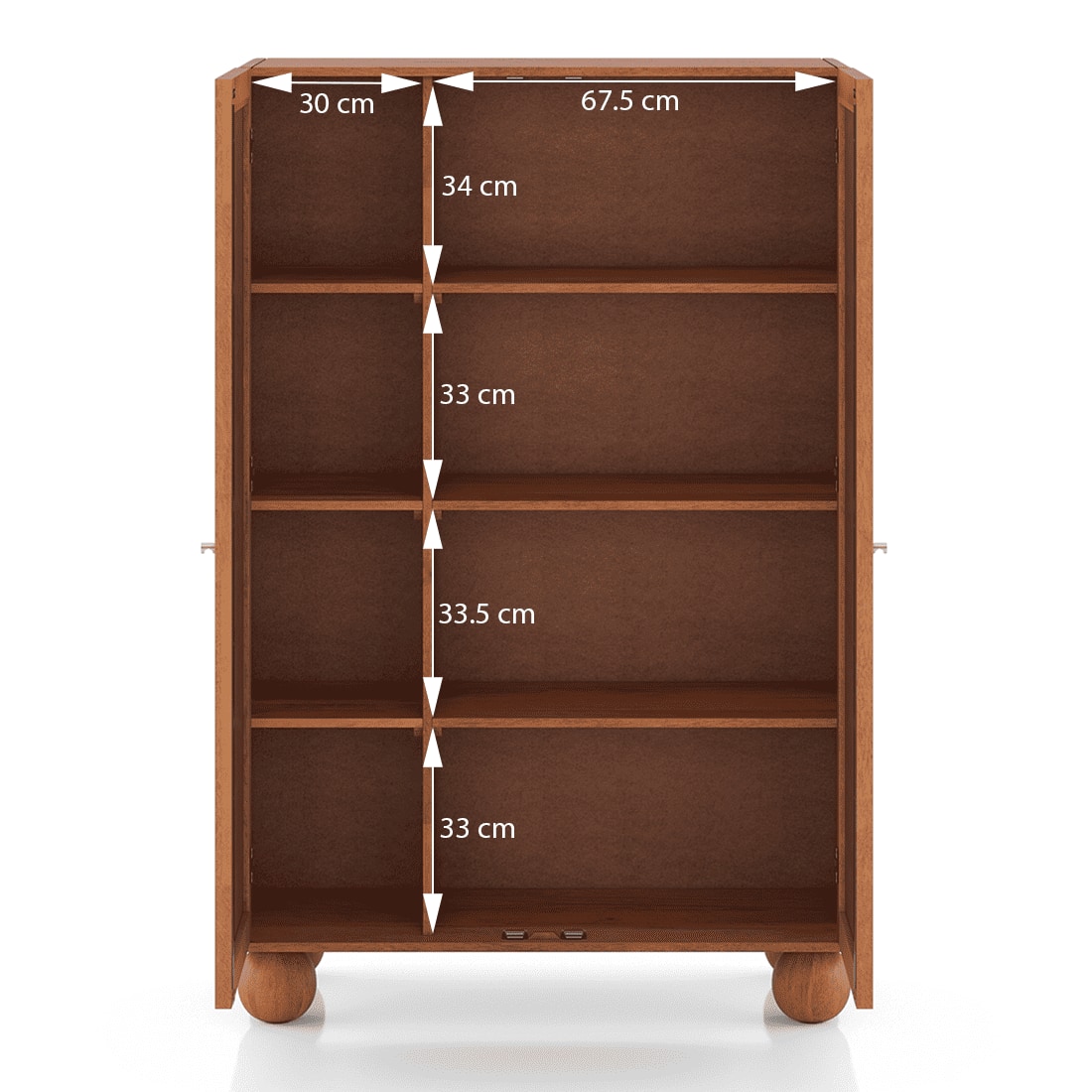 Takai Solid Wood 2 Door Wardrobe In Red Cedar Finish