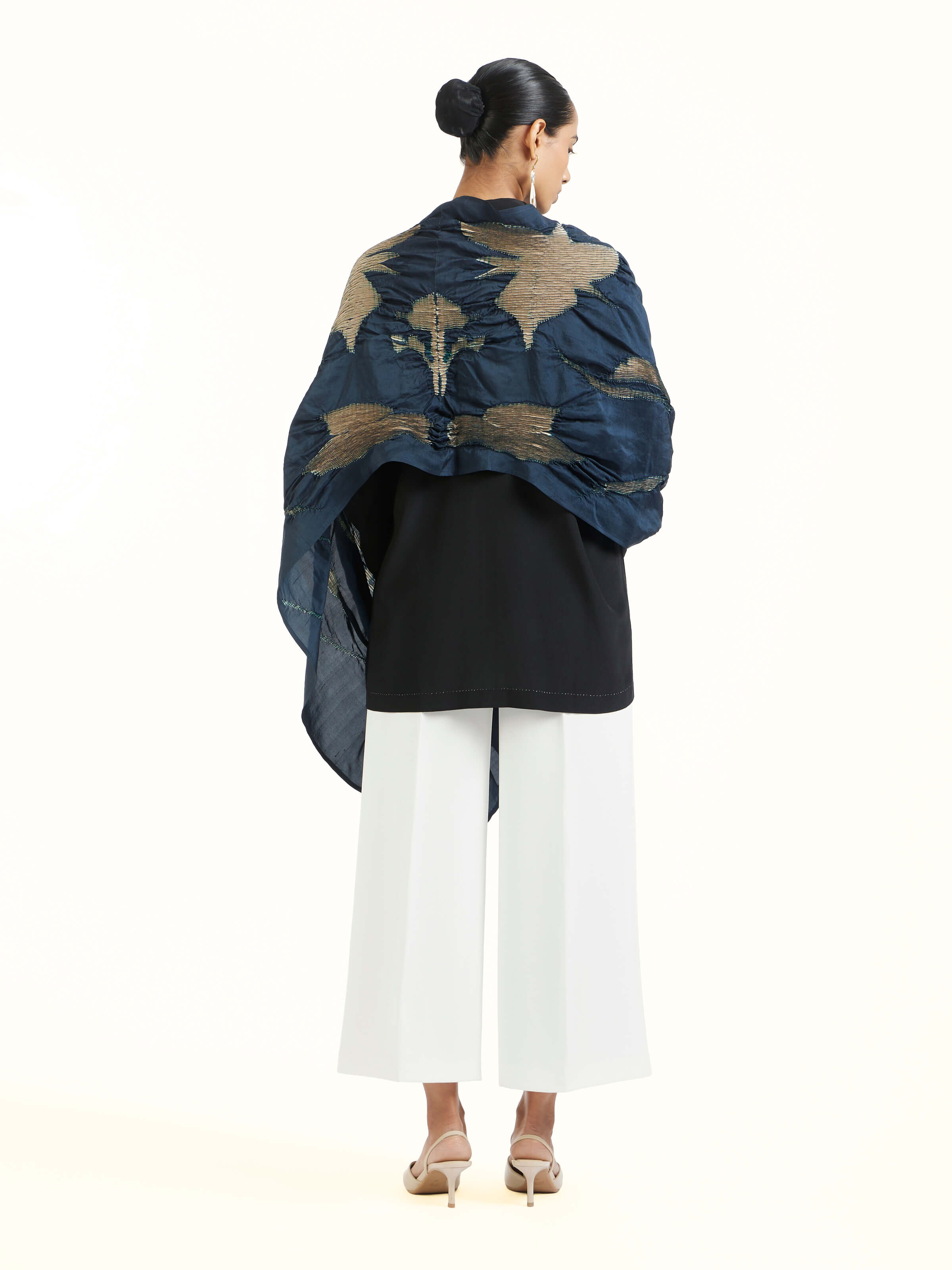 Whiskey Blue Tie & Dye Shibori Stole