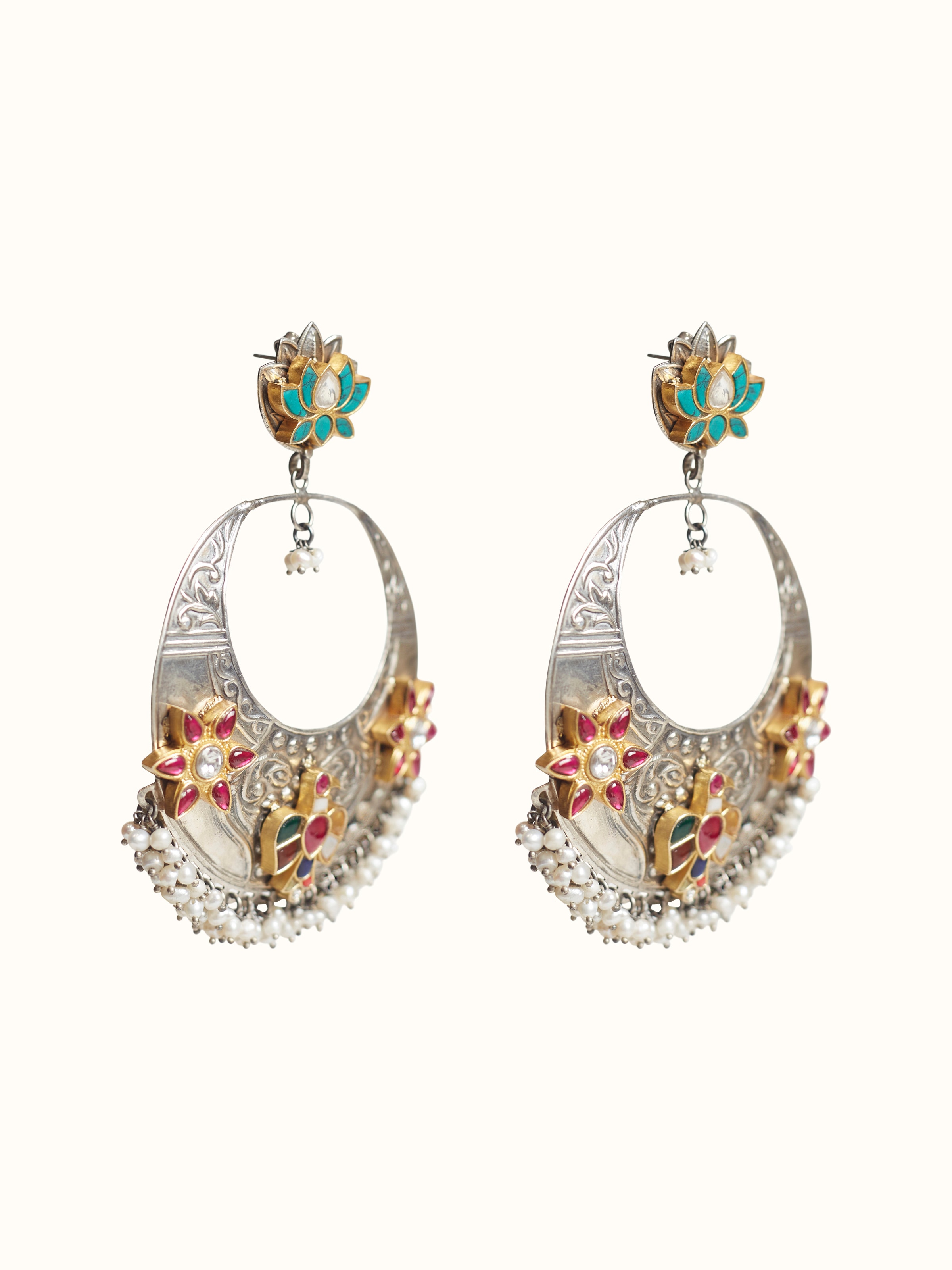 Angled view of Silver Smithing Chandbalis