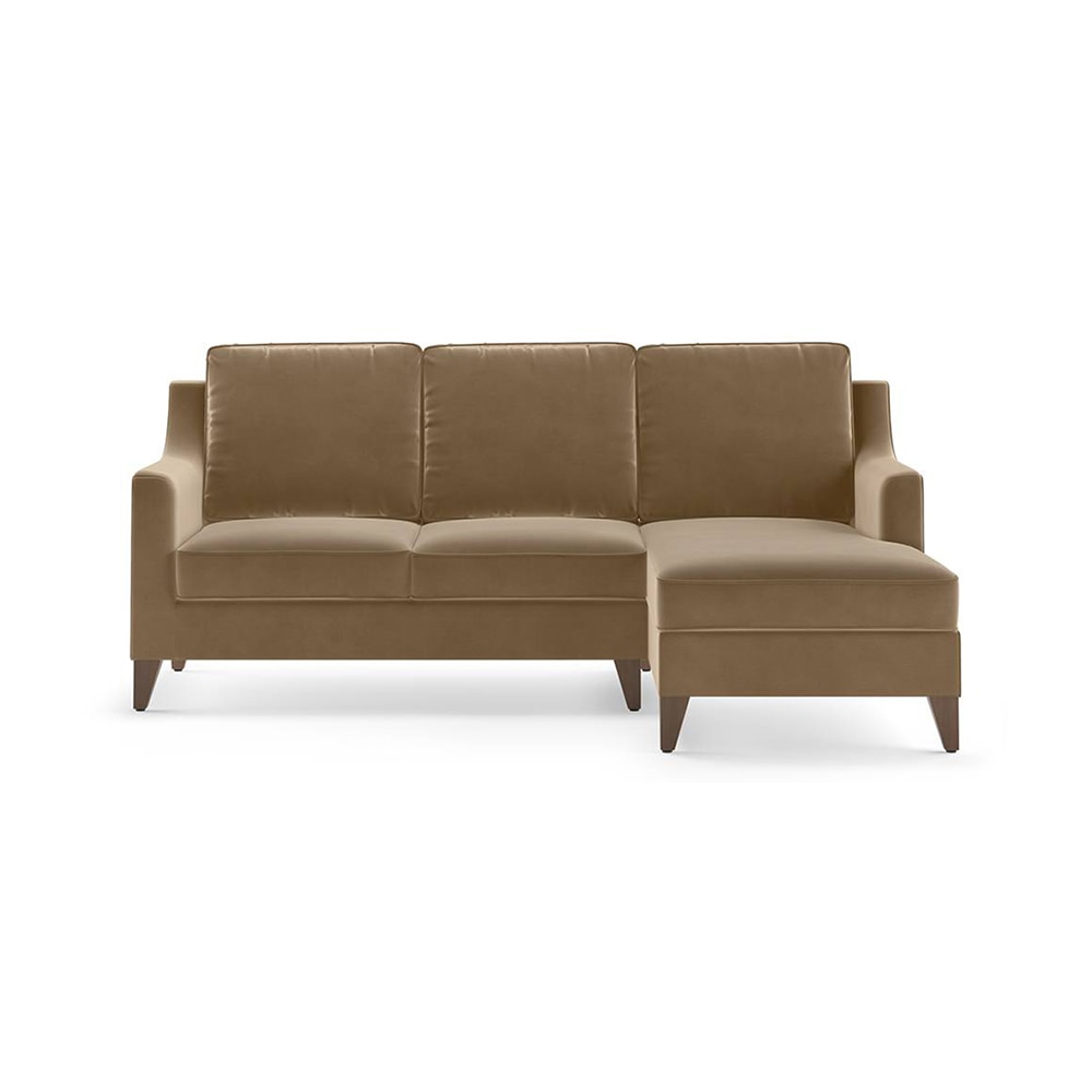 Abbey Sectional Sofa (Colour : Fawn Velvet, Cushion : Soft, Seater : Right Aligned 2 Seater + Right Aligned Chaise)