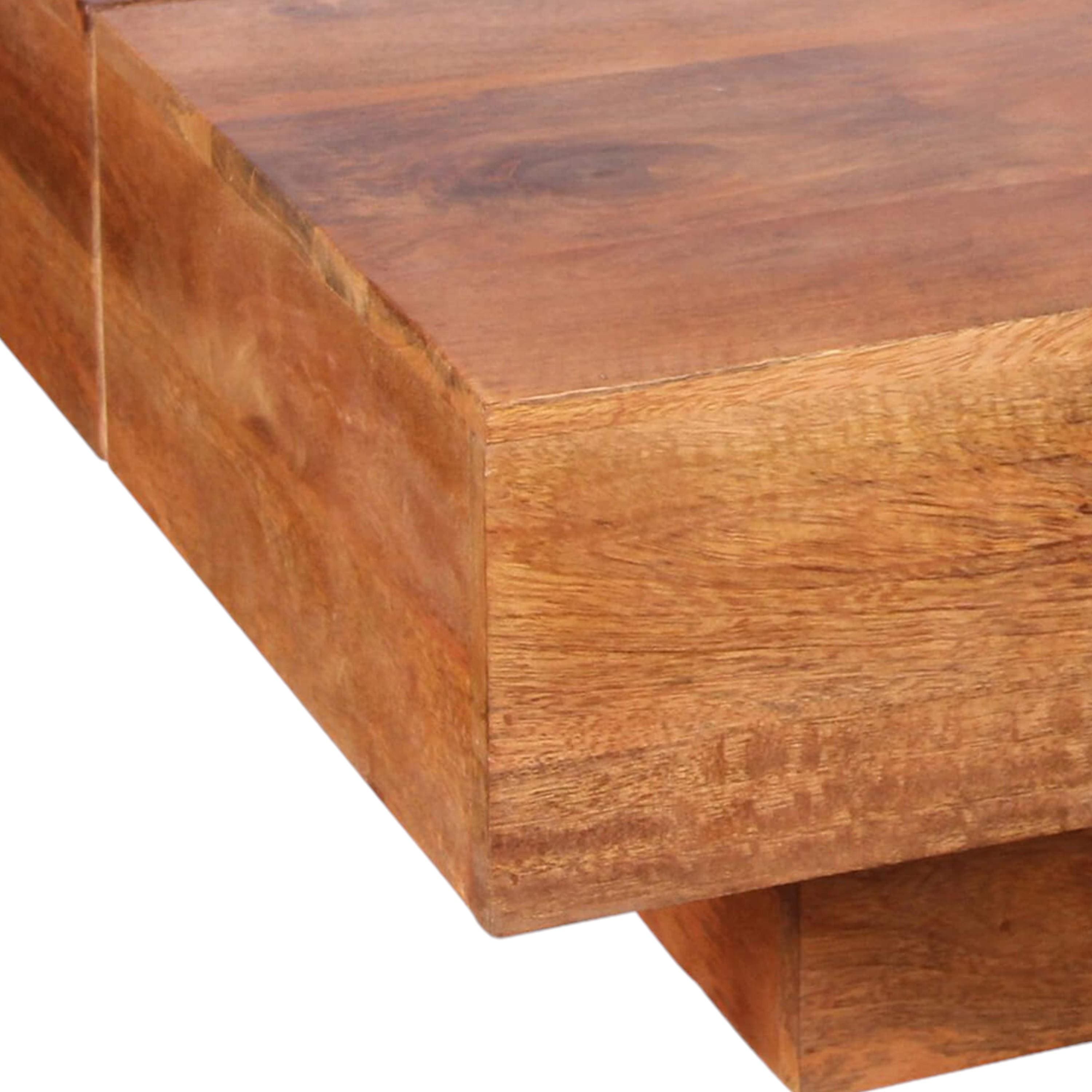 Montreal Sheesham Wood Contemporary Square Coffee Table In Pine Finish