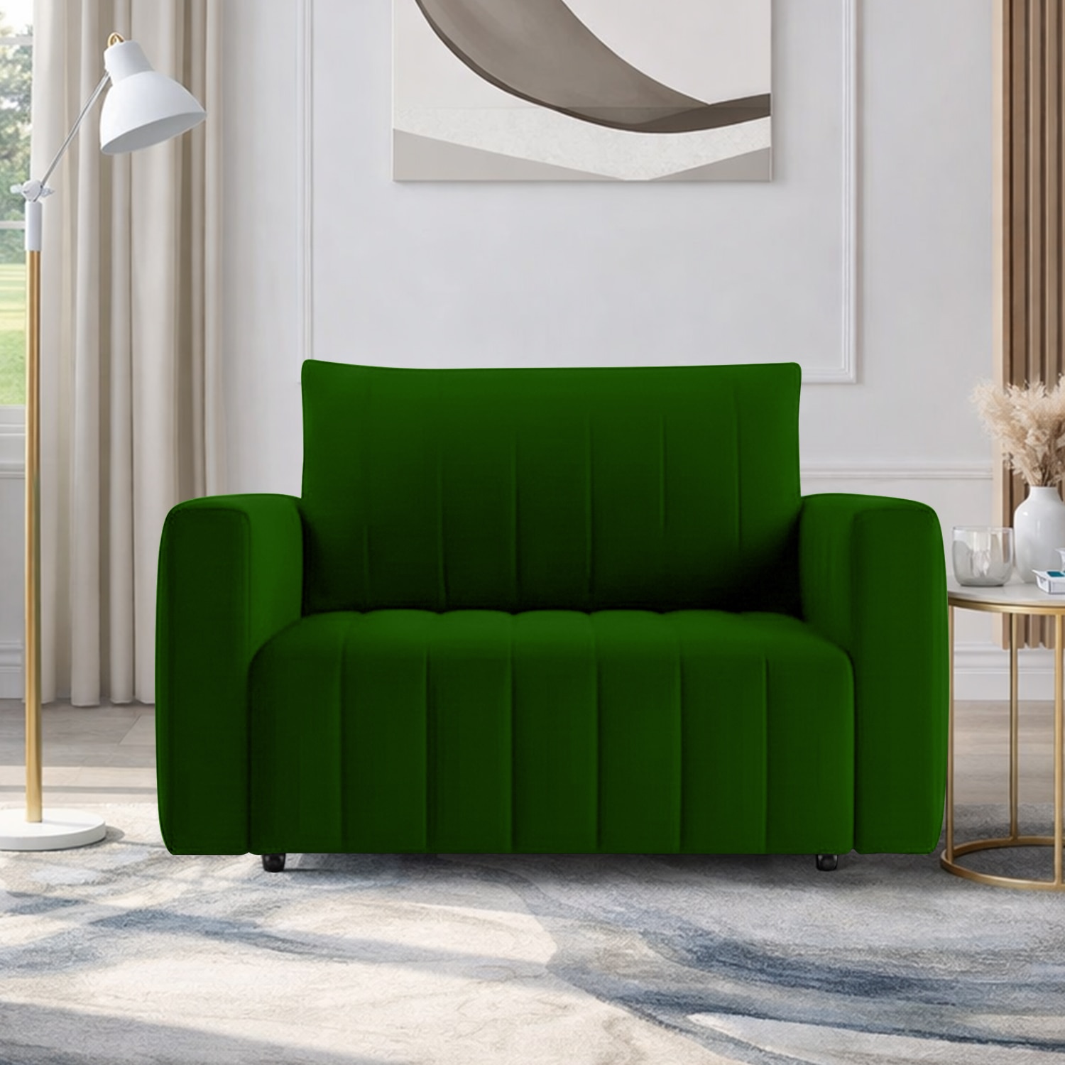 Beliss  Pull Out Sofa cum Bed  in Green Colour - Home Lifestylez