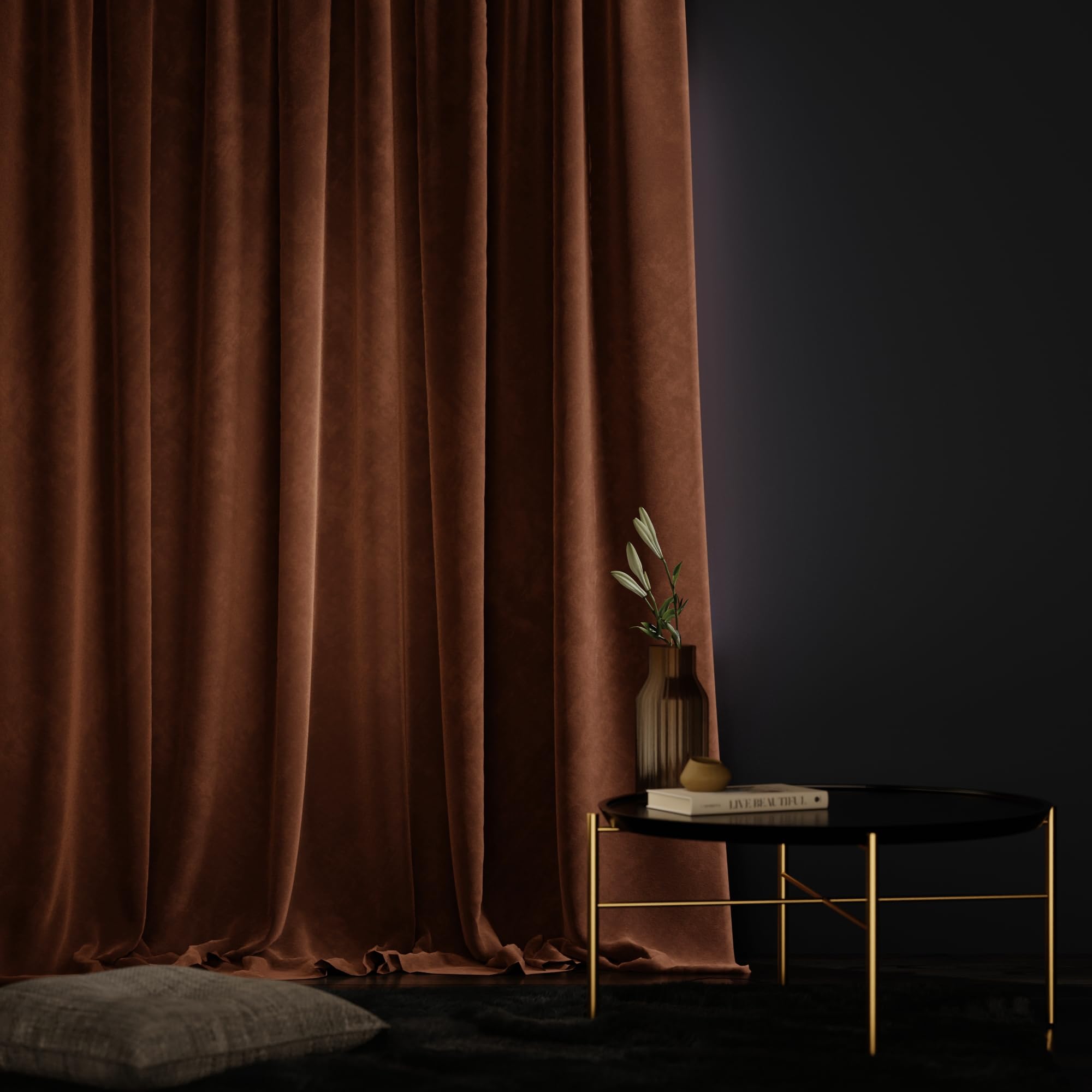 Stoa Paris Velvet Curtains for Window, Premium Dim-Out Curtain for Pack of 1, Date Night - Caramel Caress - Stoa Paris