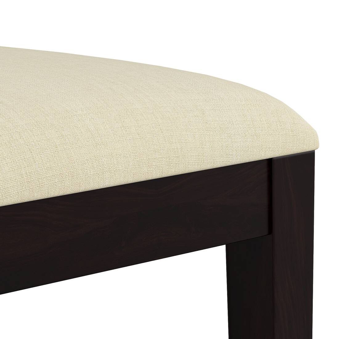 Alaca Solid Wood Dining Chair Set Of 2 In Mango Mahogany Finish & Camilla Ivory Fabric Colour