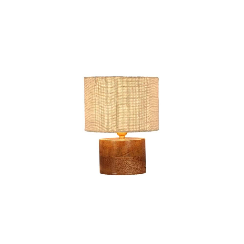 Daenerys White Jute table lamp with Natural Wood Base