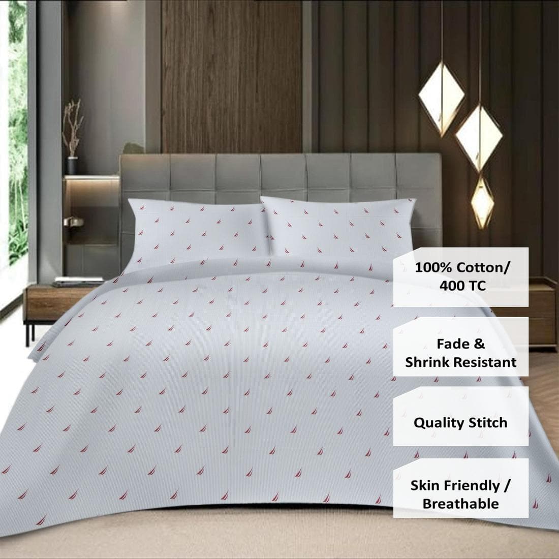 Threads Silky Touch Premium Super King Size Flat Bedsheet 275 x 275 cms