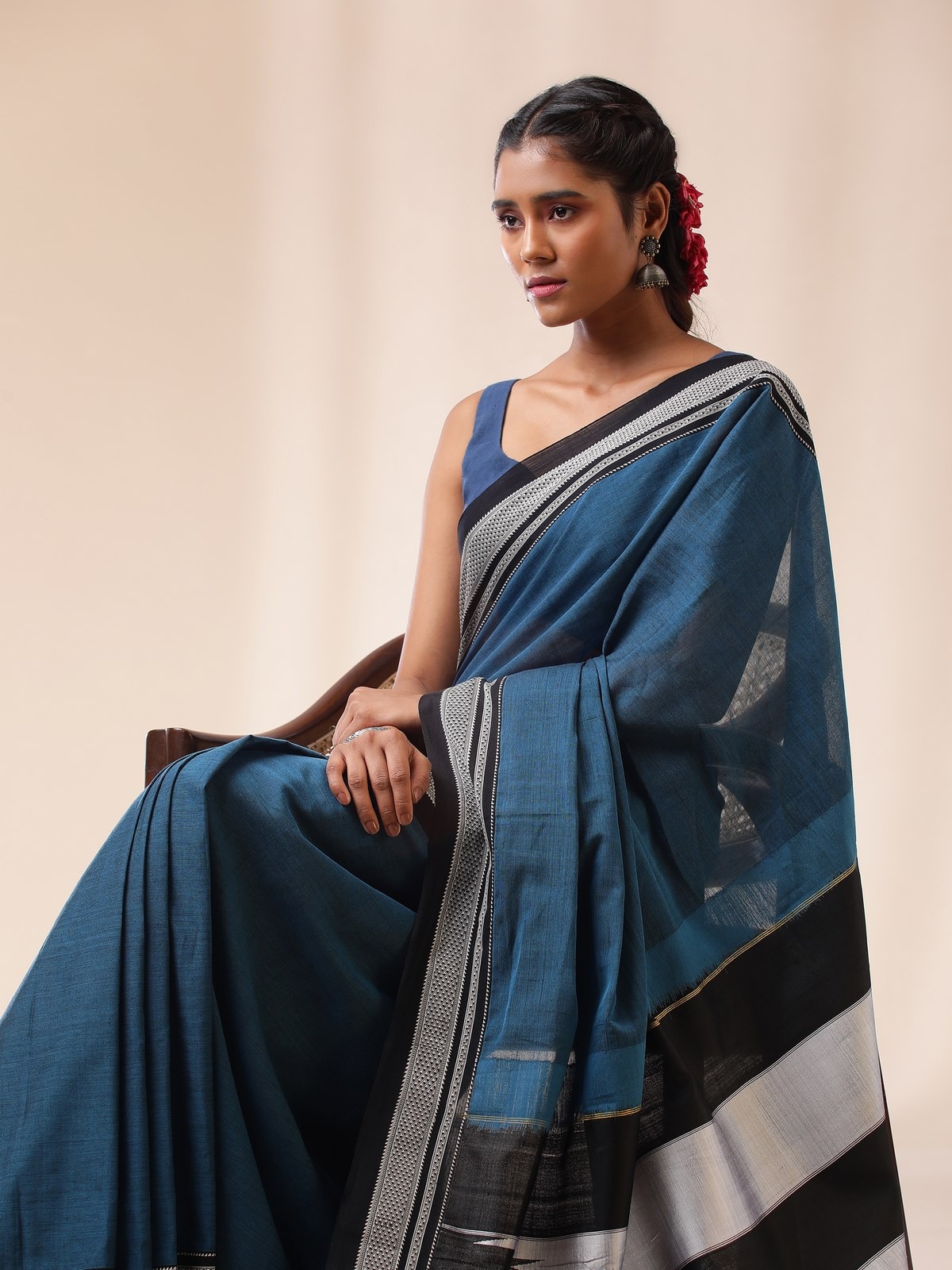 Blue Cotton & Silk Ilkal Saree